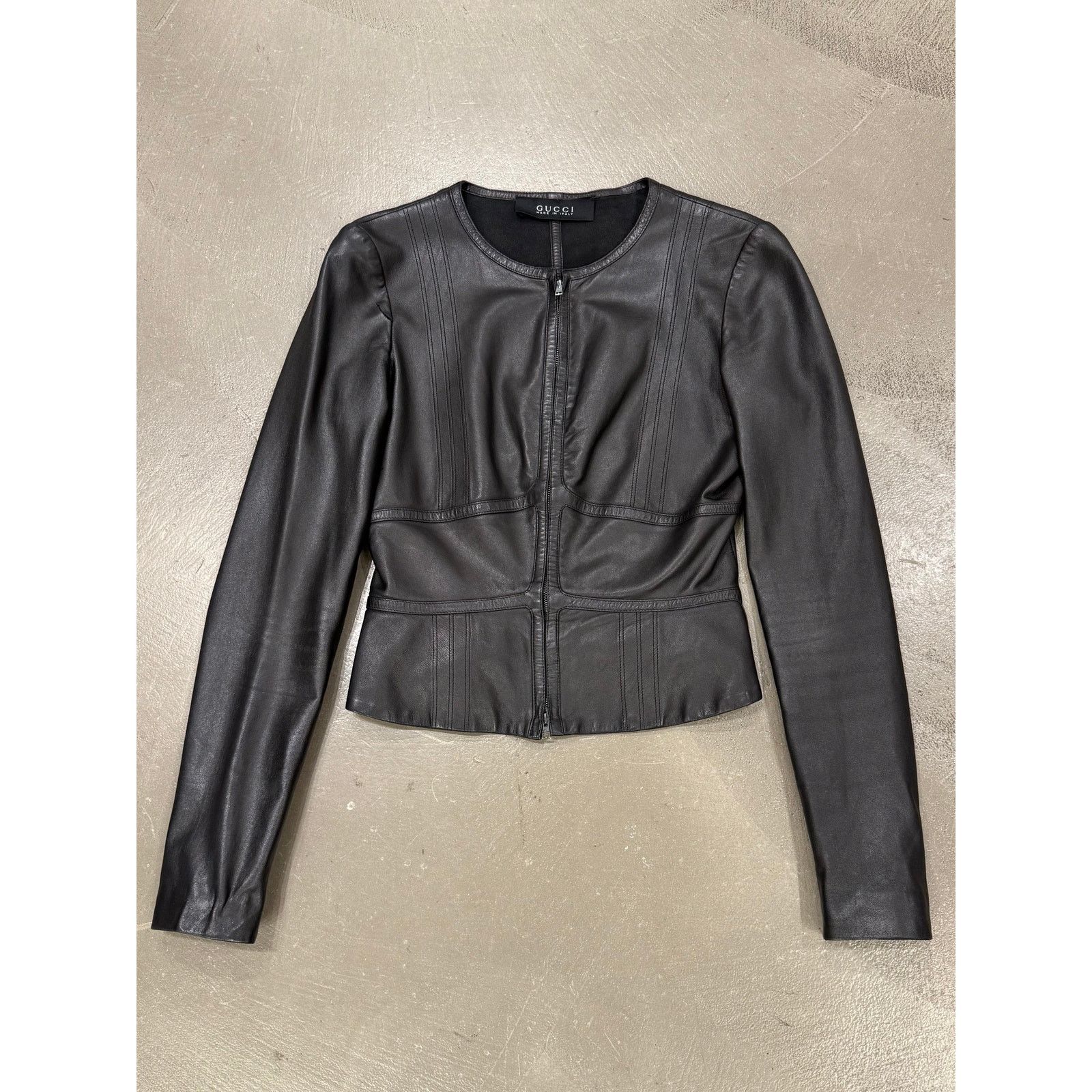 2000s Gucci by Tom Ford cropped paneled leather jacket