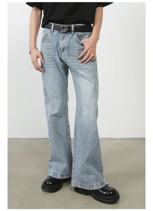 Japanese Brand Kimura x Kato Men's washed distressed loose flared jeans Size US 32 / EU 48 - 5 Thumbnail