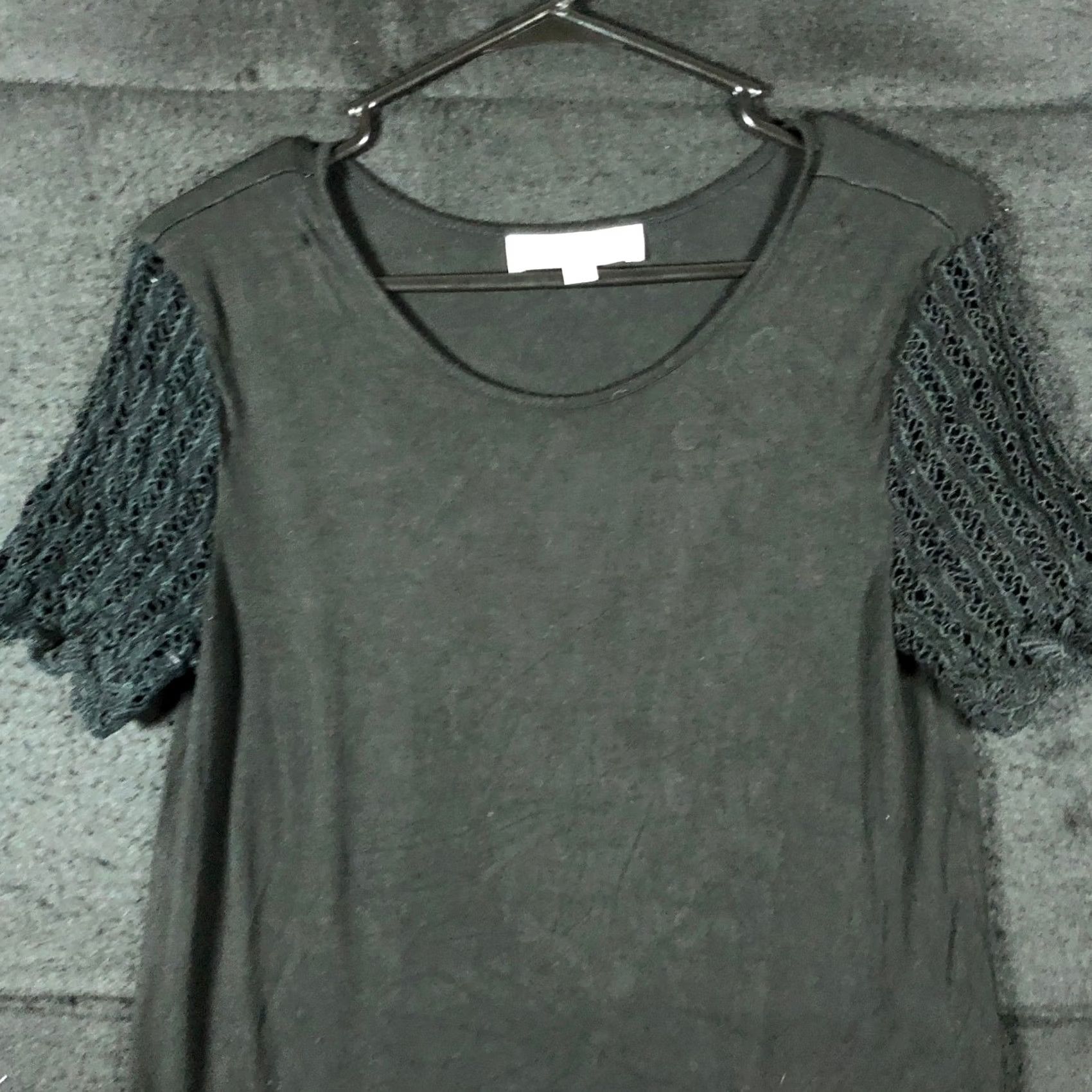 Loft LOFT Womens Shirt Black Crochet Short Sleeve Scoop Neck Stretch Small Shirt Size S / US 4 / IT 40 - 2 Thumbnail