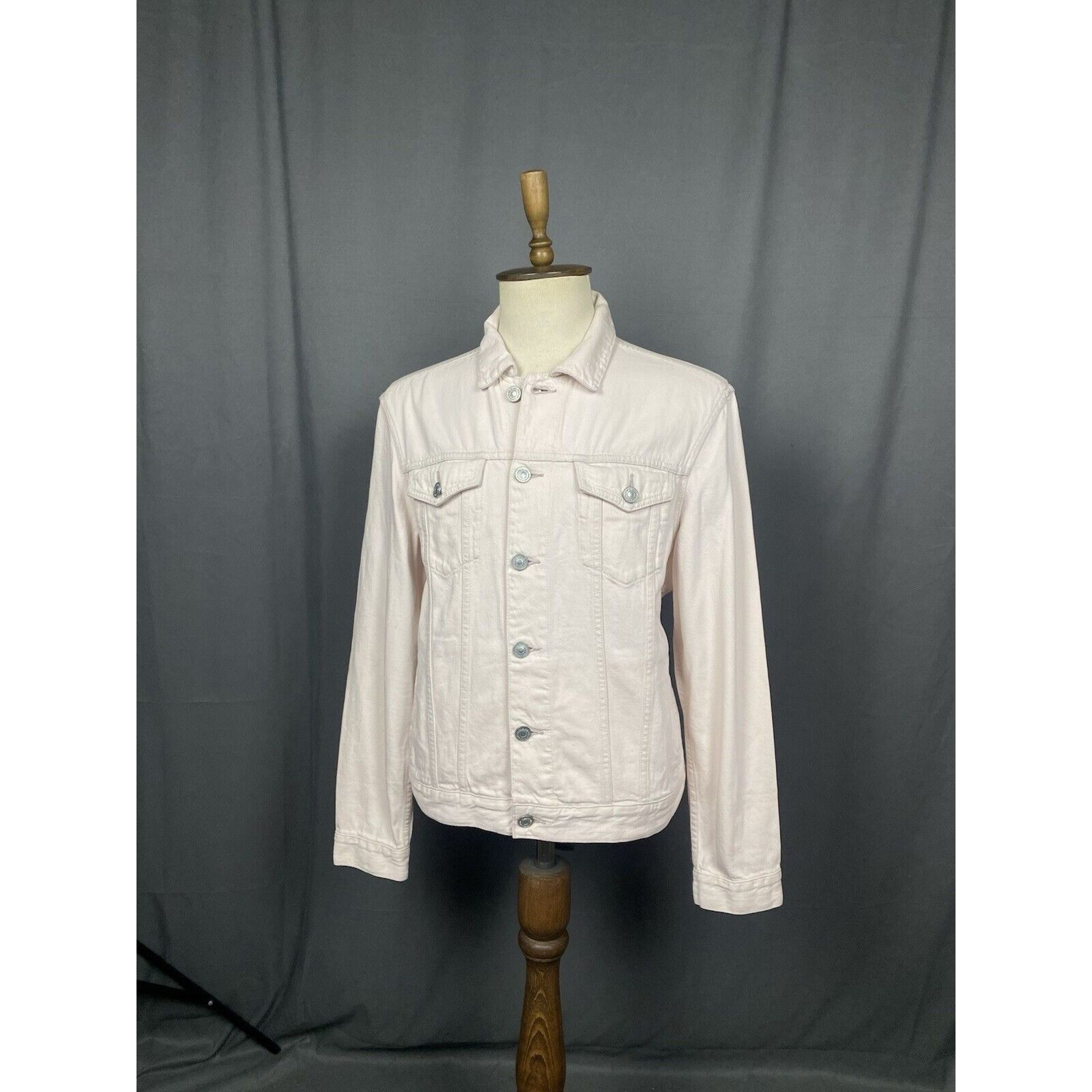 Allsaints AllSaints Jalna Men's Beige Pink Denim Collared Jacket Size Size US L / EU 52-54 / 3 - 4 Thumbnail