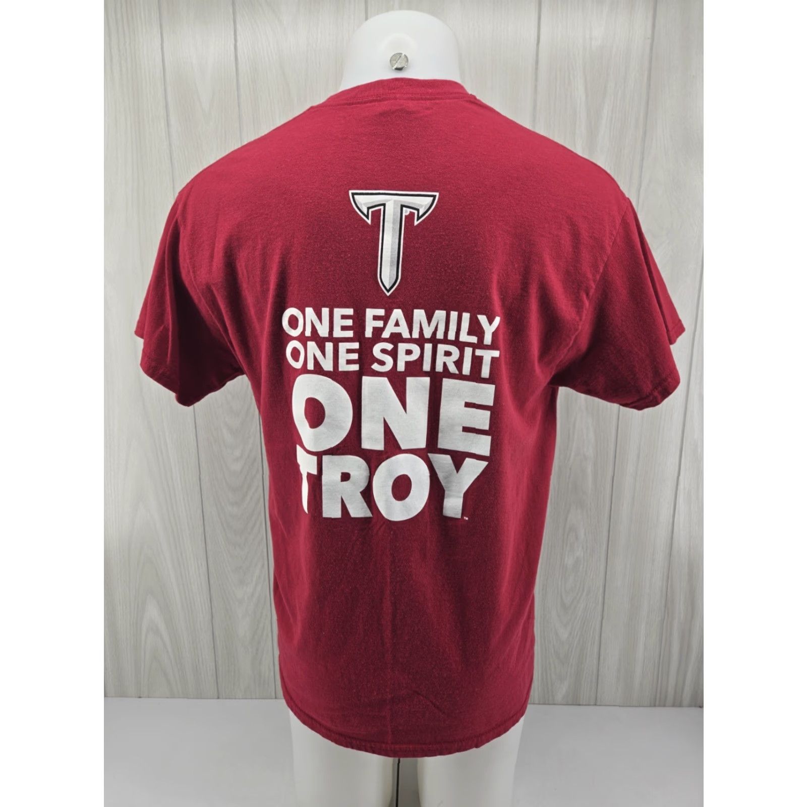 Gildan Troy University Trojans Red T Shirt Size Large Mens Simple Script Tee Short Sleeve Cotton Size US L / EU 52-54 / 3 - 2 Thumbnail