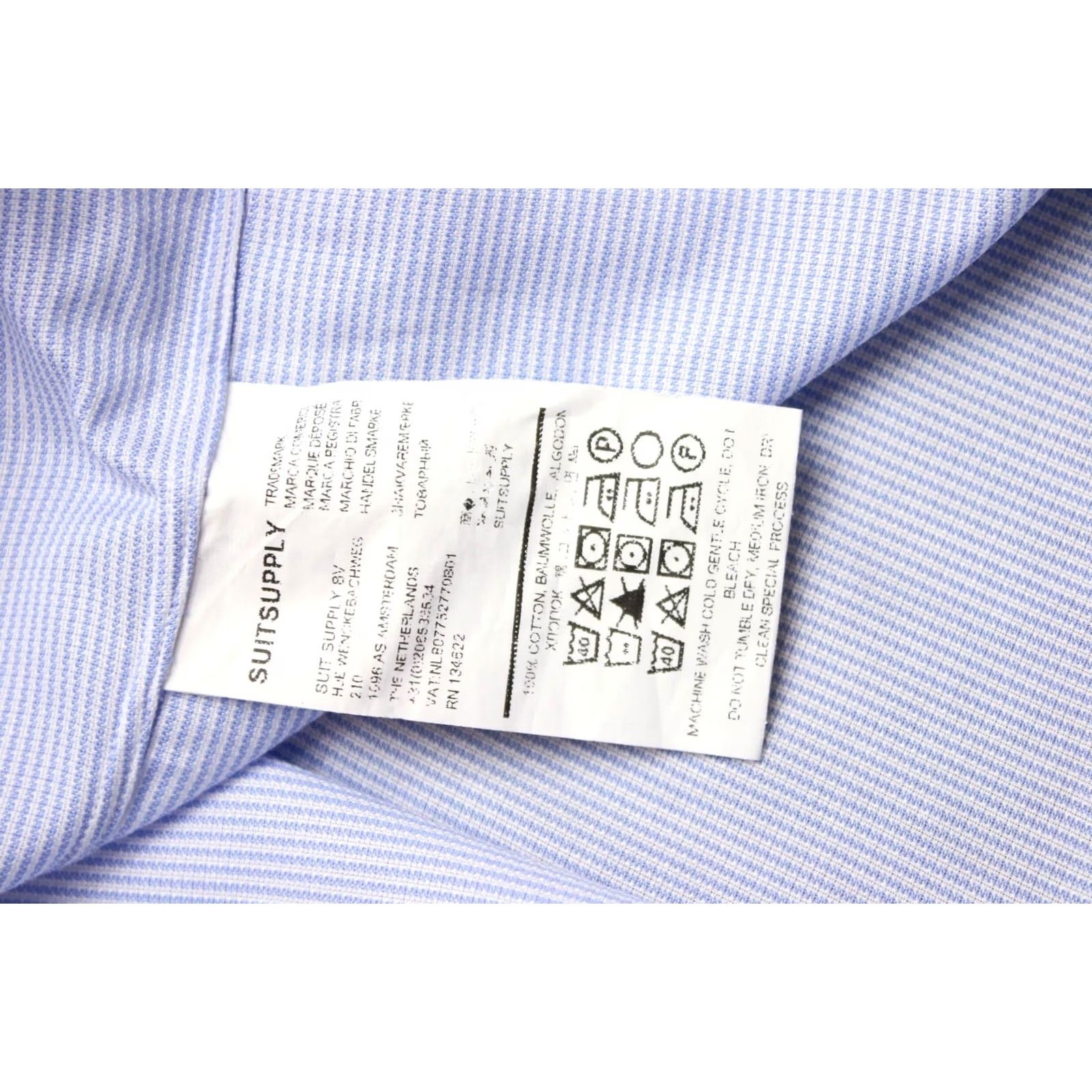 Suitsupply Suitsupply Dress Shirt Men 35 / 13 1/2 Pinstriped Spread Slim Fit Formal Shirt Blue Size 34R - 6 Thumbnail