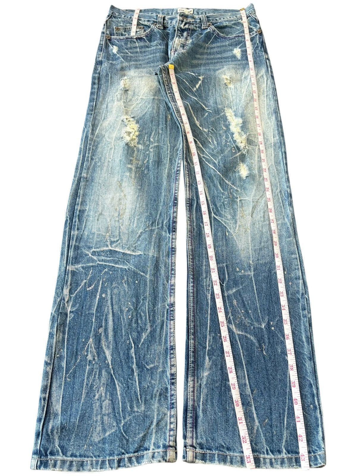 Hysteric Glamour Vintage Japanese Brand Painted Distressed Loose Jeans Size US 31 - 7 Thumbnail