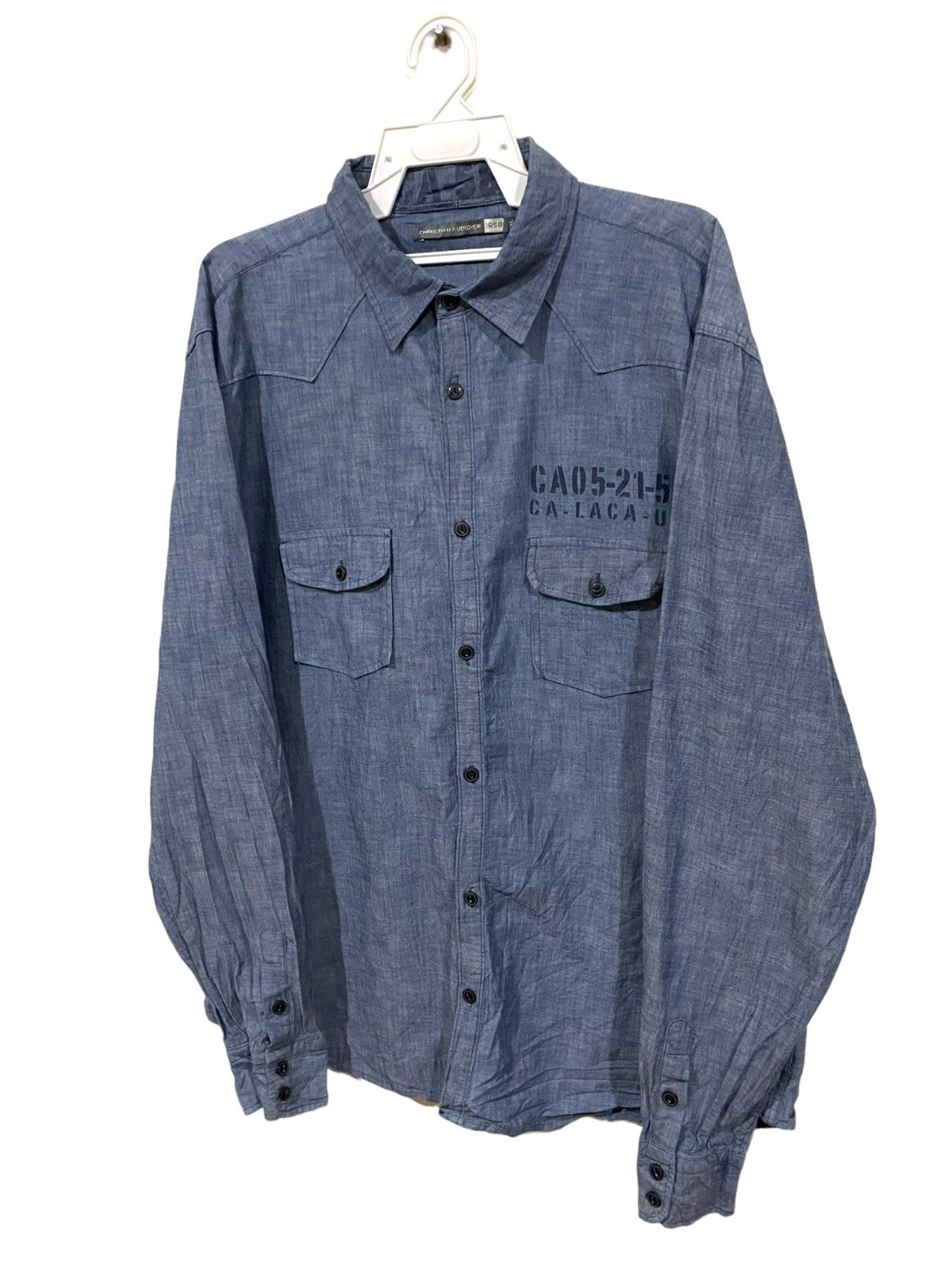 Christian Audigier × Designer Christian Audigier USN Inspired Stencil Chambray Shirts Size US XXL / EU 58 / 5 - 3 Thumbnail