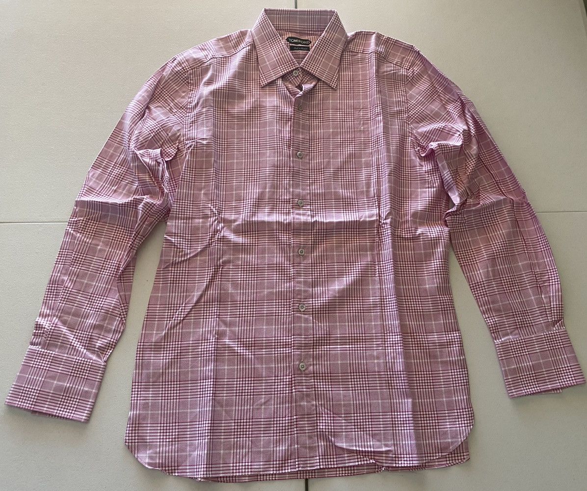 Tom Ford Tom Ford peppermint pink glen check shirt 17 43e NEW Size US L / EU 52-54 / 3 - 1 Thumbnail