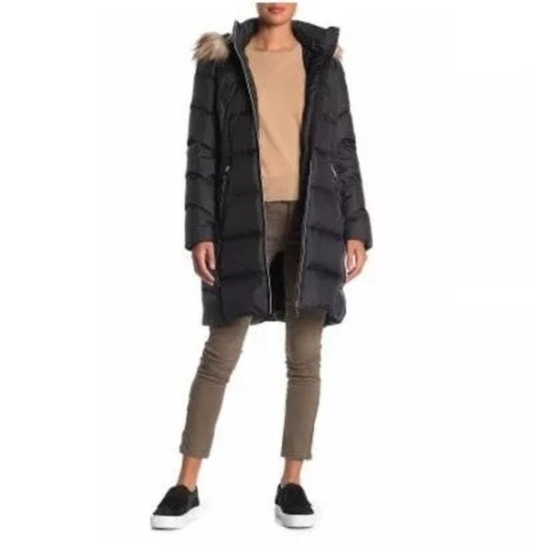 Calvin Klein CALVIN KLEIN Black Hooded Faux Fur Puffer Winter Coat Jacket Size S / US 4 / IT 40 - 1 Thumbnail