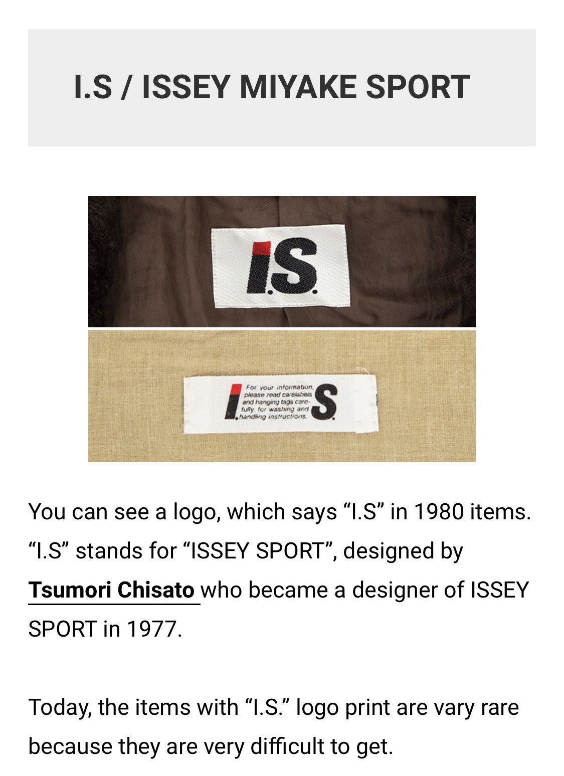Issey Miyake Vintage 80’s Rare Collection Issey Miyake I.S Big Logo Size US S / EU 44-46 / 1 - 12 Thumbnail