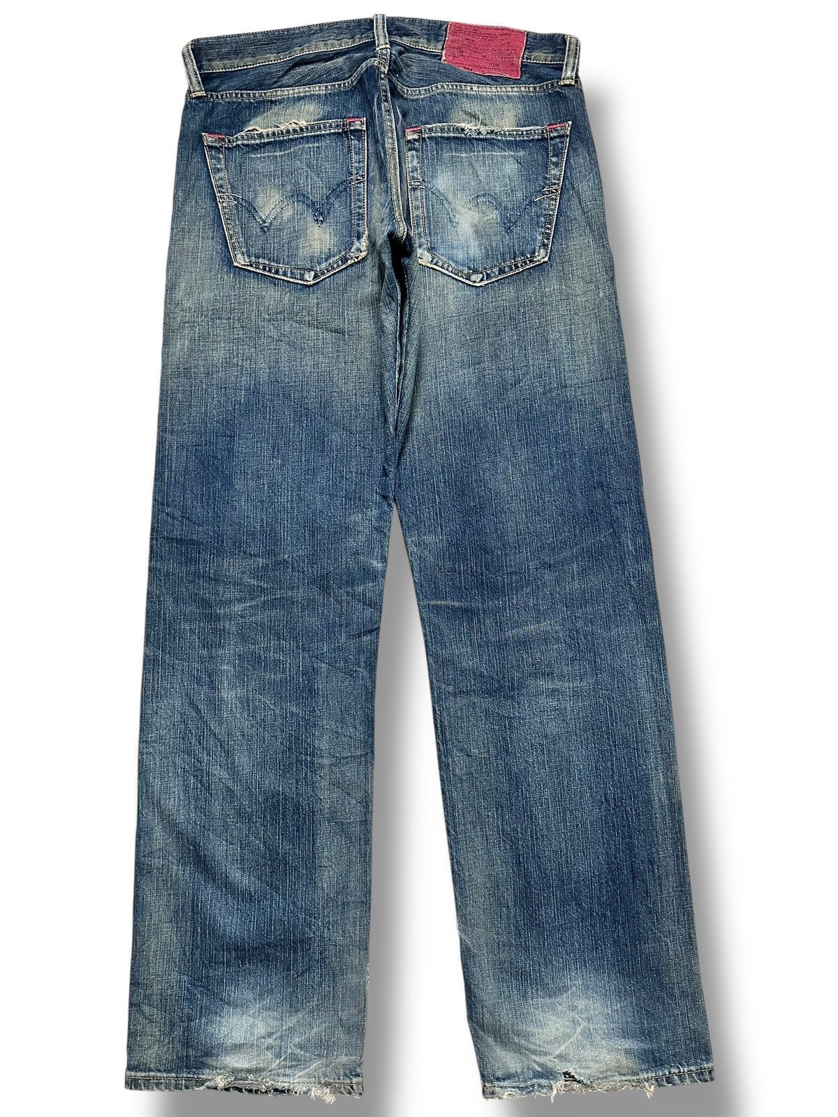 Edwin Edwin 504 Vintage Distressed Straight Jeans With Faded Wash Size US 36 / EU 52 - 3 Thumbnail