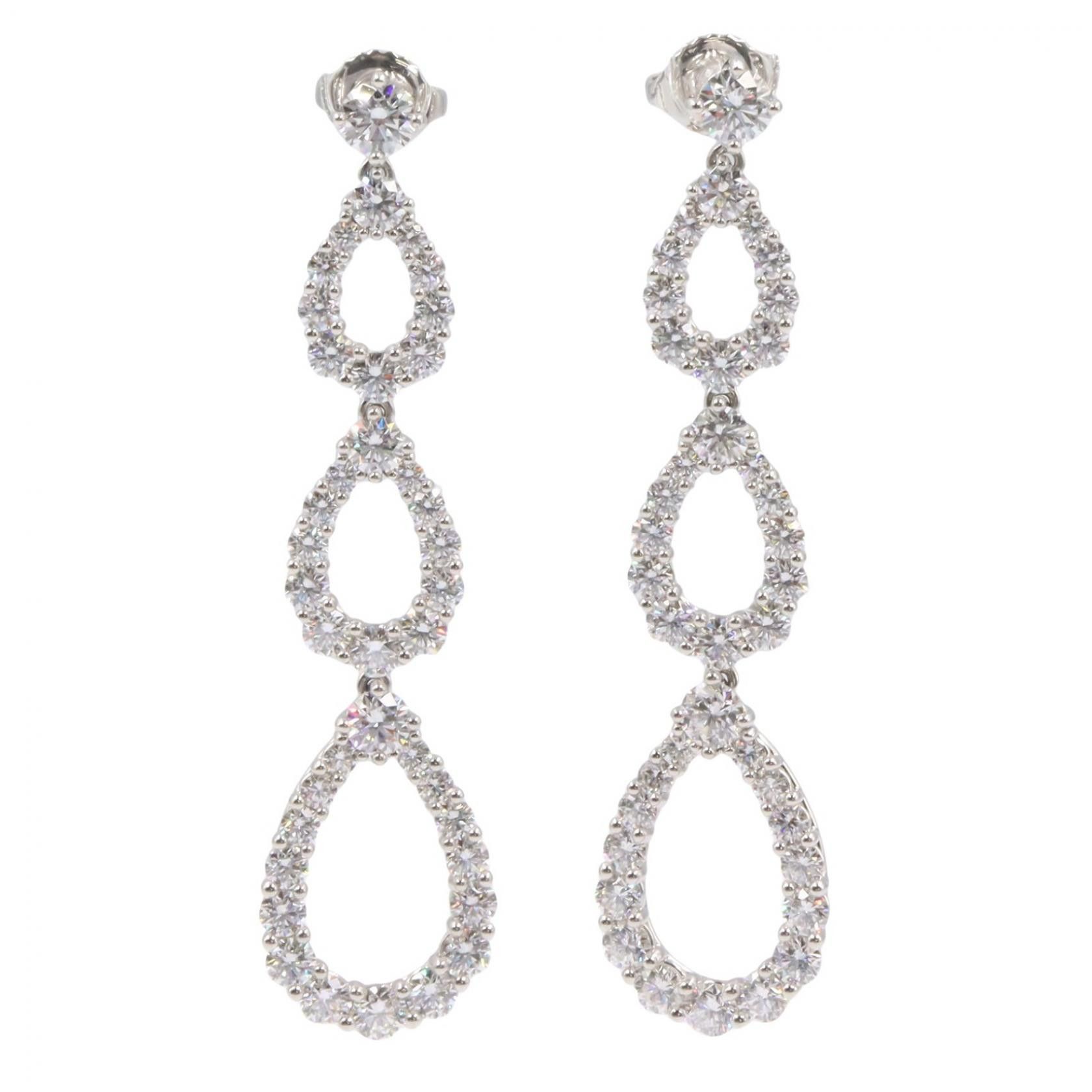 Harry Winston Harry Winston HARRY WINSTON Triple Loop Pt950 Diamond Earrings Precious Metal Earrings DUTY FREE for USA Size ONE SIZE - 1 Thumbnail
