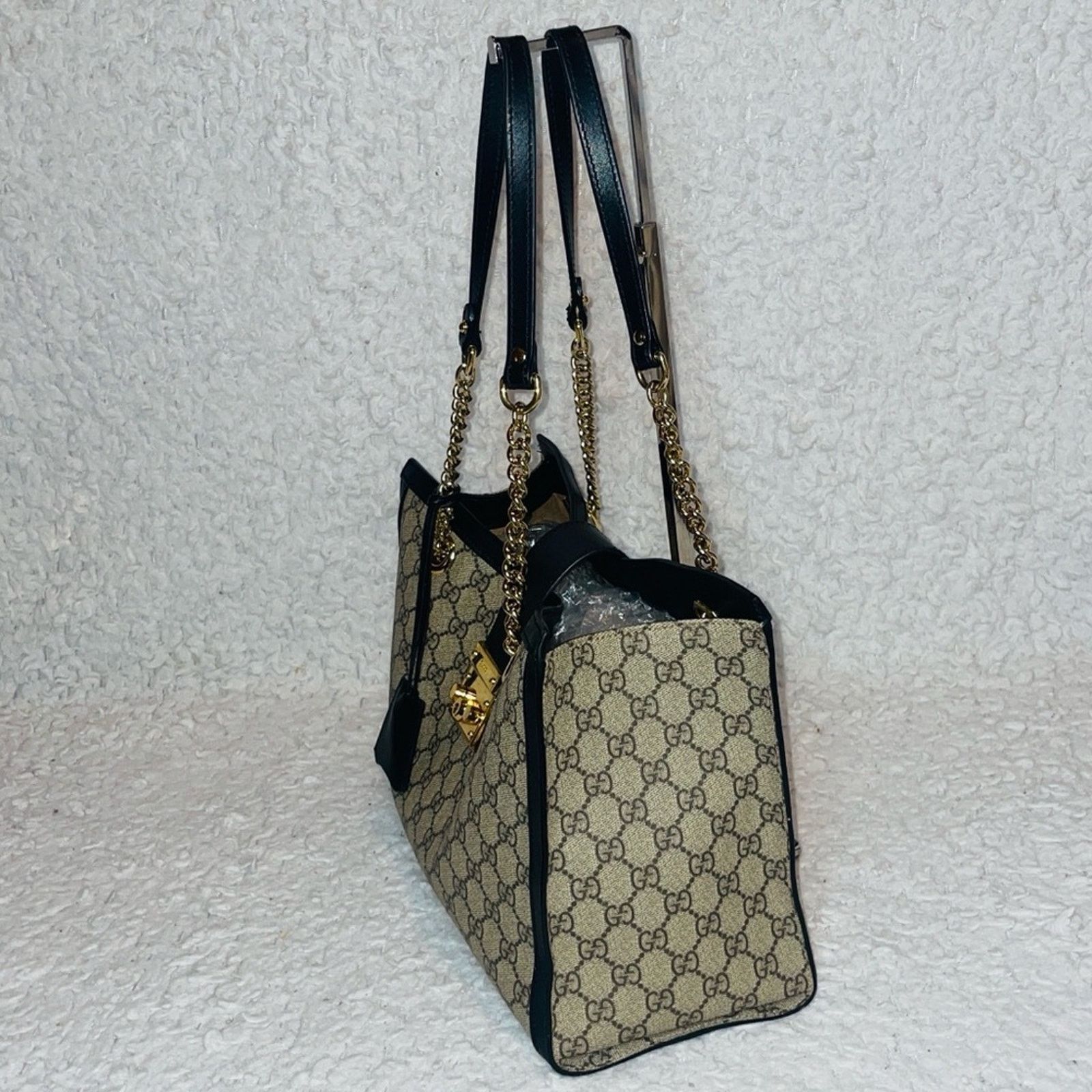 Gucci Gucci Padlock GG Supreme Medium Tote Beige Black Size ONE SIZE - 8 Thumbnail
