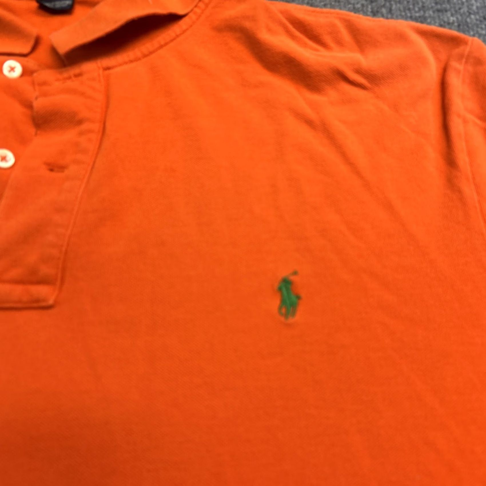 Polo Ralph Lauren VINTAGE Polo Ralph Lauren Polo Mens 2XLT Solid Orange Blue Pony Short Sleeve Polo Size US XXL / EU 58 / 5 - 2 Thumbnail