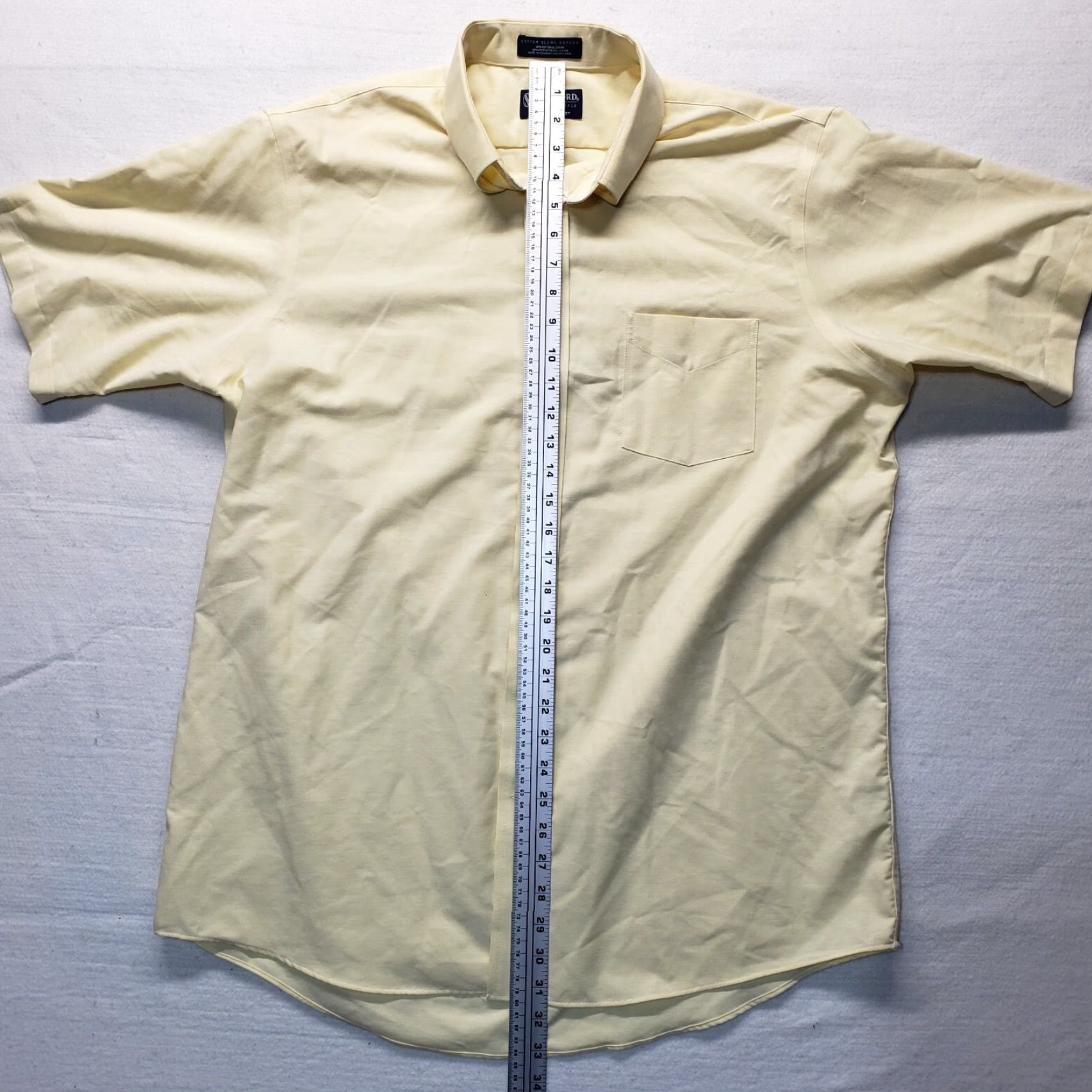 Stafford Stafford Shirt Button-Up Solid Yellow Short Sleeve Adult Mens Size 17 Size US XL / EU 56 / 4 - 7 Thumbnail