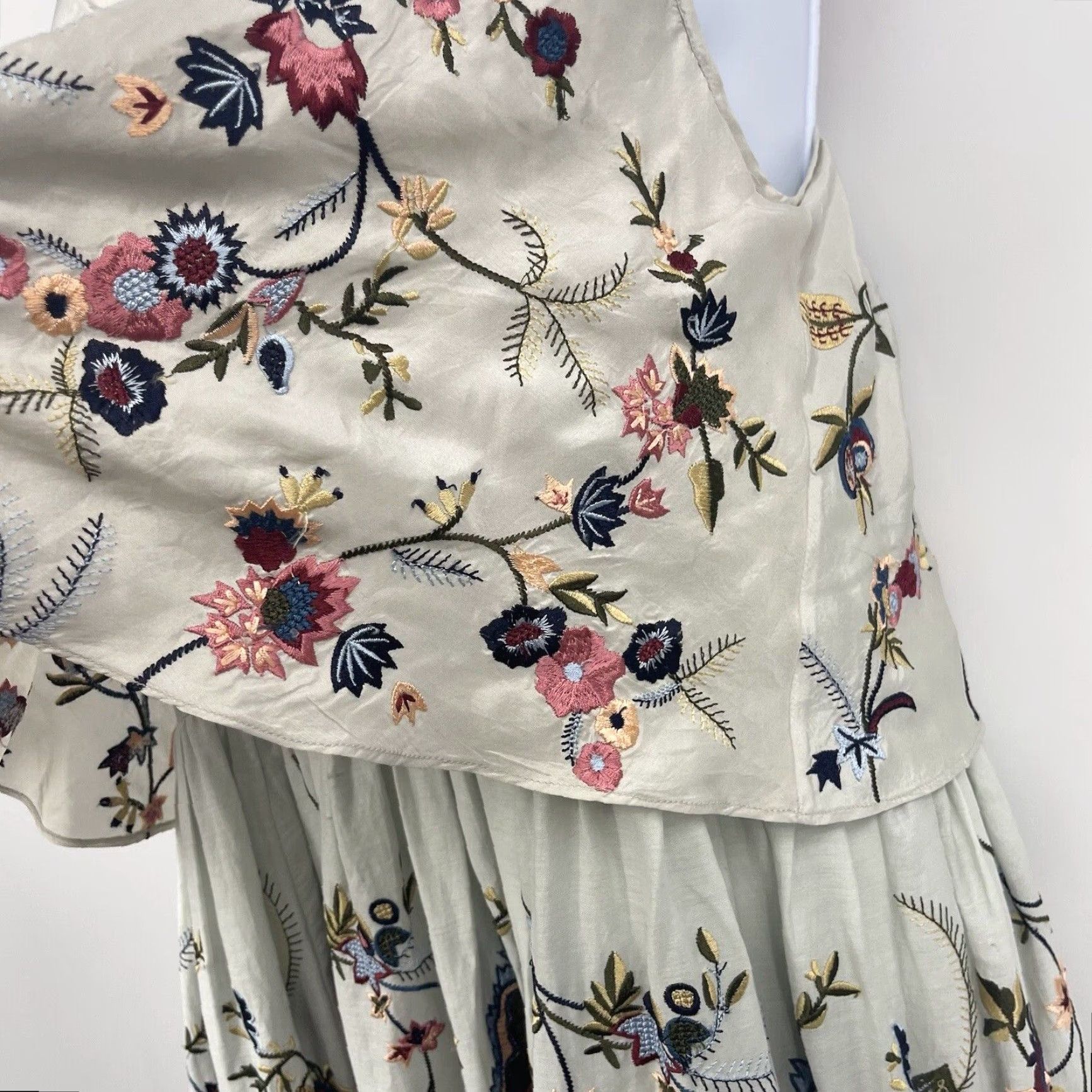 Anthropologie VINTAGE Anthropologie Maxikleid Women's S Gray Floral Sleeveless V-Neck Casual Elegant Spring Summer 2024 Girls Size S / US 4 / IT 40 - 3 Thumbnail