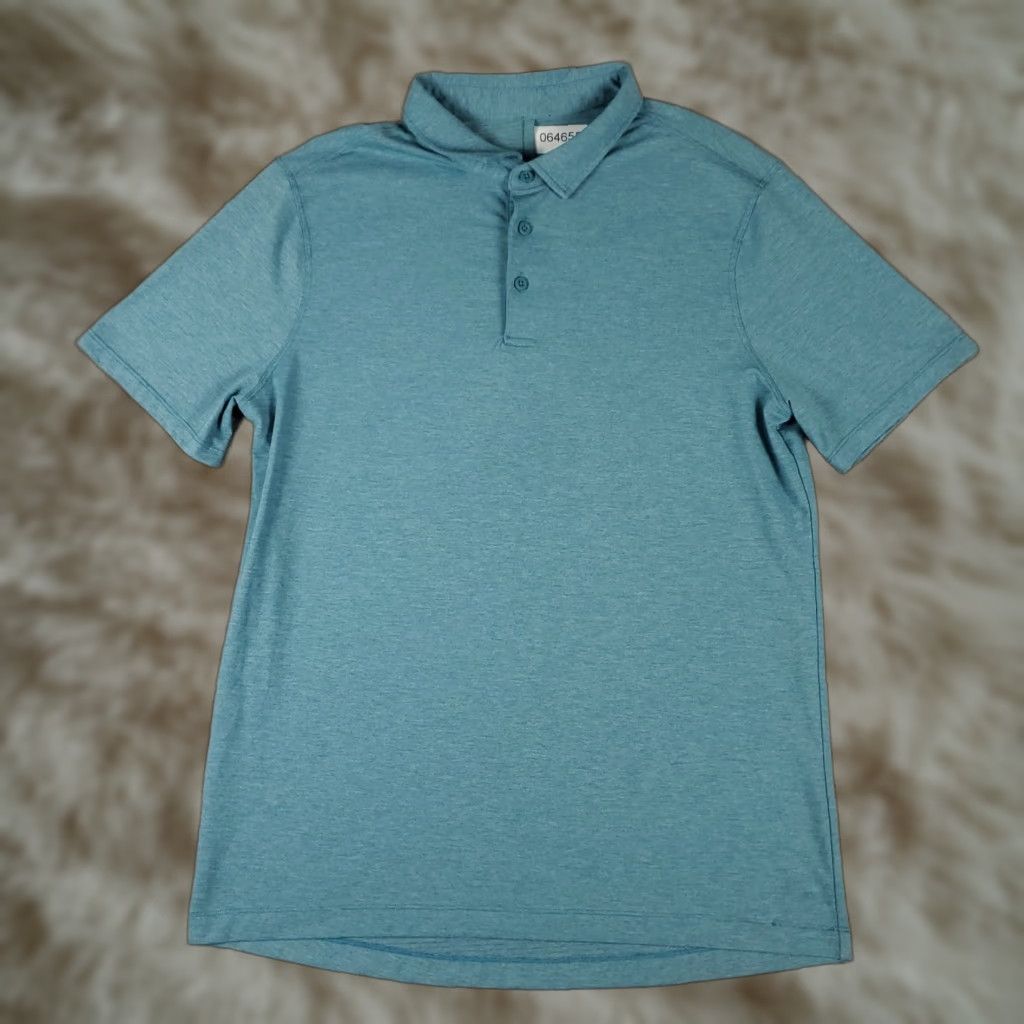 Lululemon Lululemon Polo Shirt Mens Size M Teal Blue Short Sleeve Size US M / EU 48-50 / 2 - 1 Thumbnail