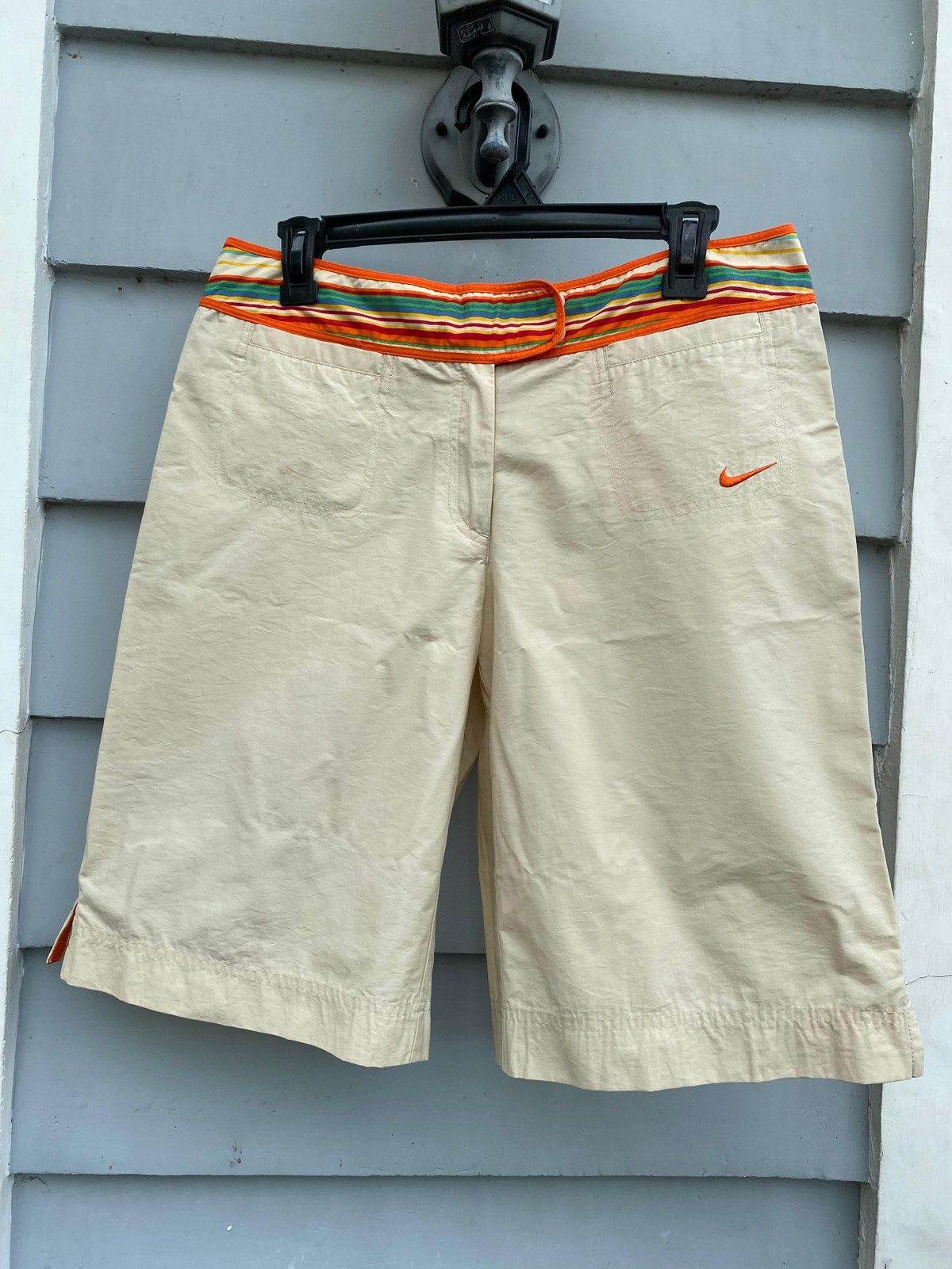 Nike Nike Capri Pants Style Khaki Beige Rainbow Waist Style Sport Size 32" / US 10 / IT 46 - 1 Thumbnail