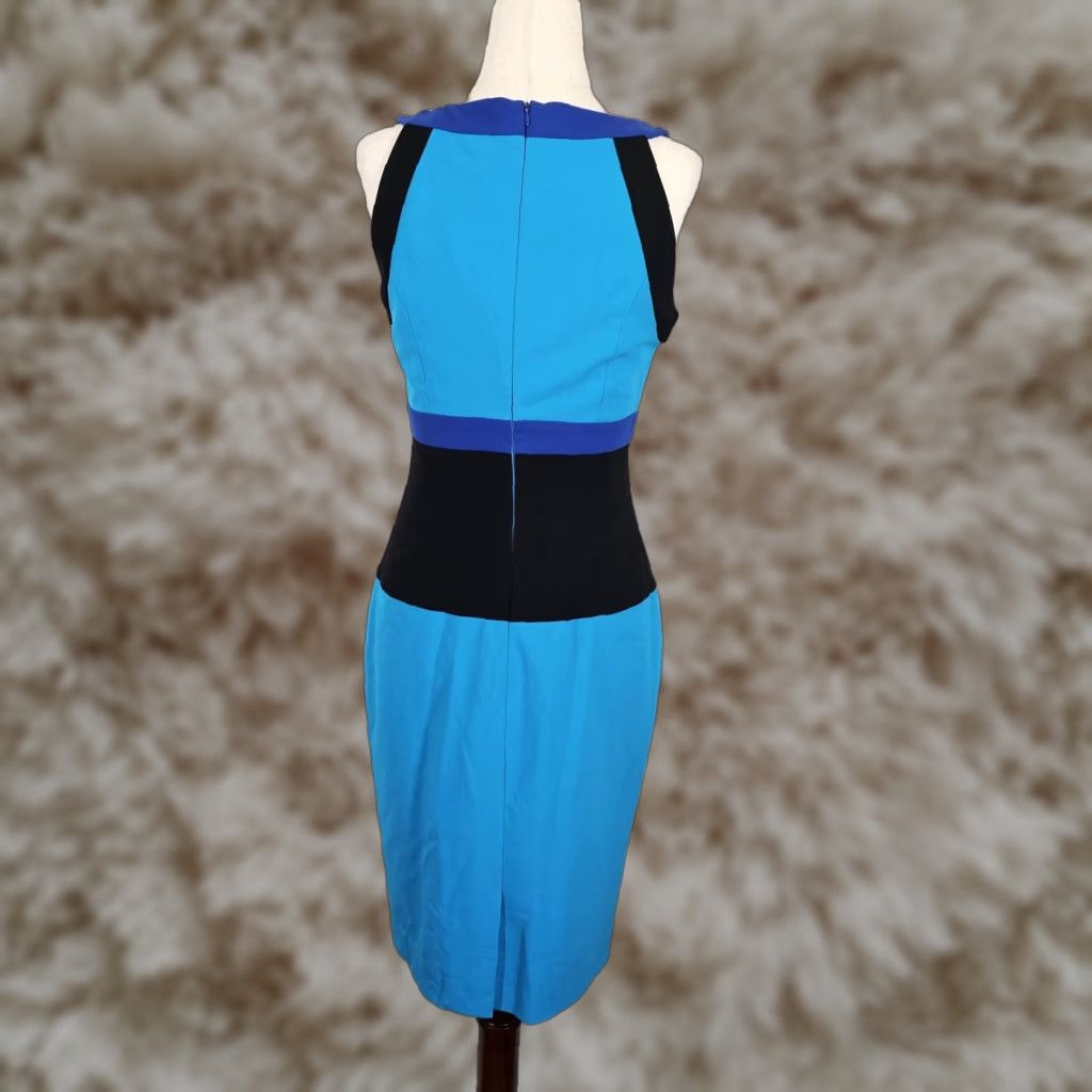 blue black colorblock dress Vintage Blue and Black Helga Saks Fifth Avenue Color Block Wool Dress main image 0