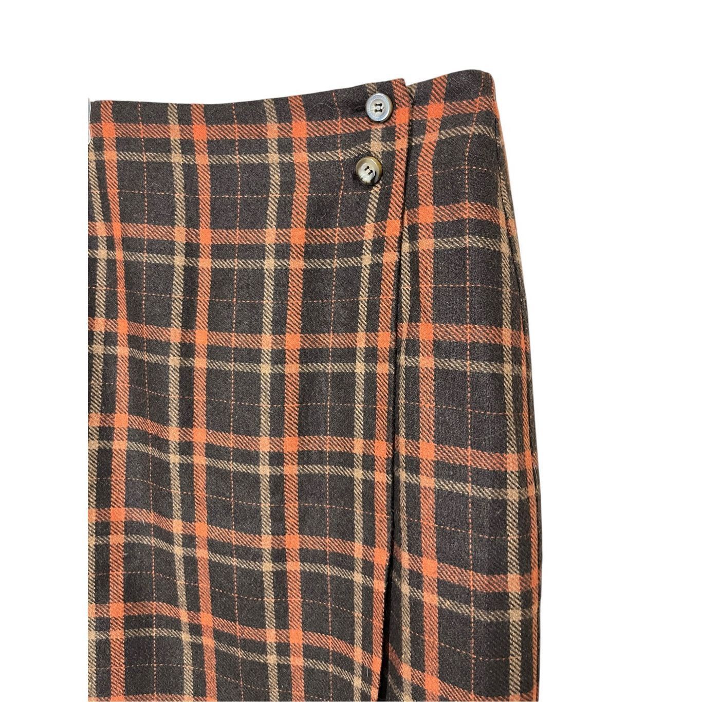 Other Vintage Michele Wool Blend Tartan Fringe Plaid School Girl Faux Wrap Skirt S Size 26" / US 2 / IT 38 - 2 Thumbnail