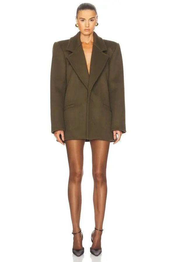 o1bcso1str1225 Short Coat In Wool in Khaki Green