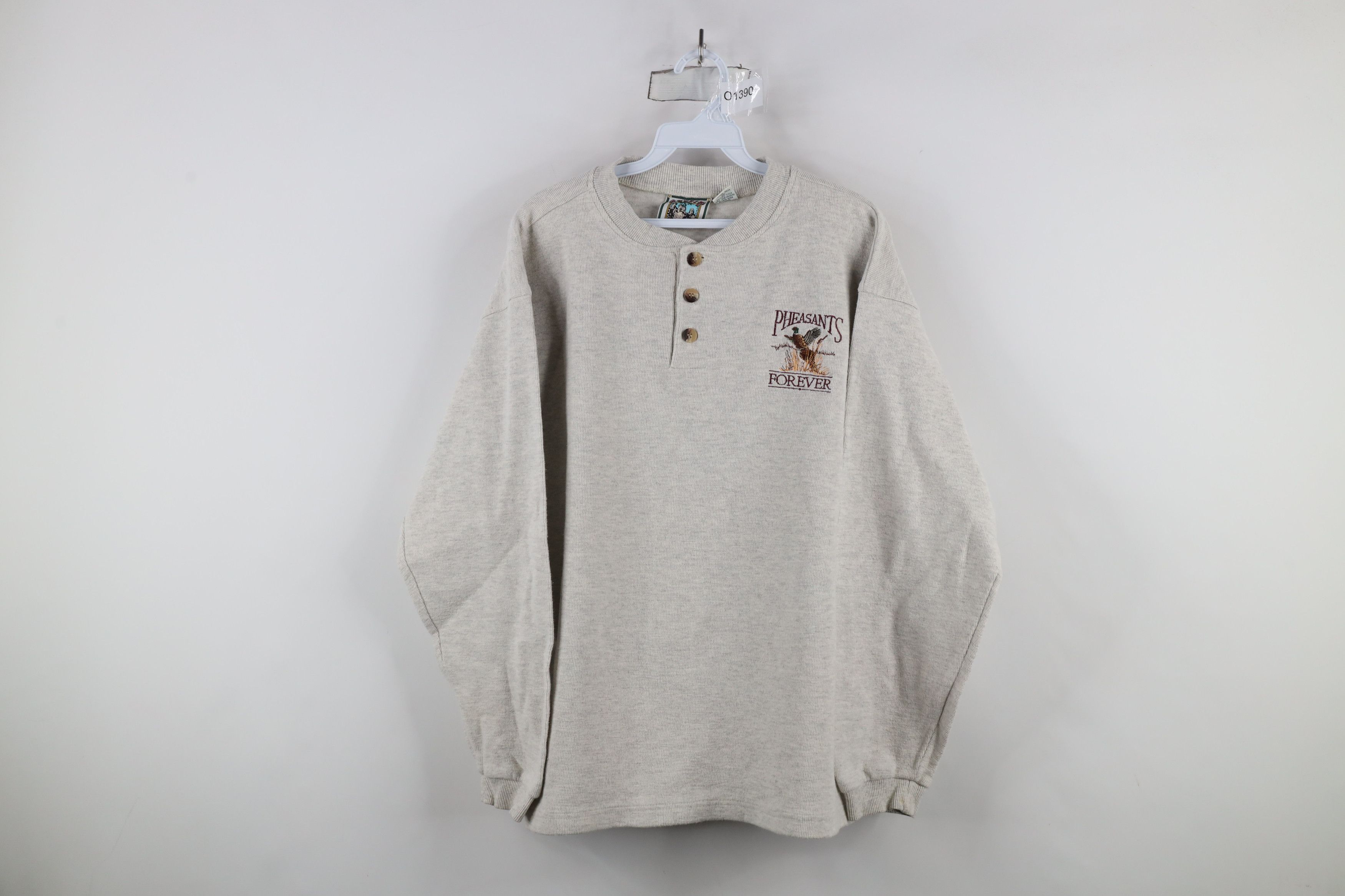 Vintage Vintage 90s Forever Ribbed Knit Long Sleeve Henley T-Shirt Size US XL / EU 56 / 4 - 1 Thumbnail