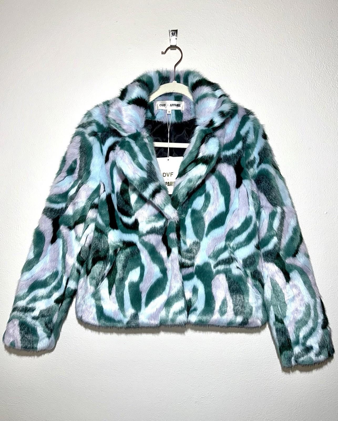 DVF X APPARIS COLLAB SIZE XS FAUX-FUR LINED JACKET WOMENS