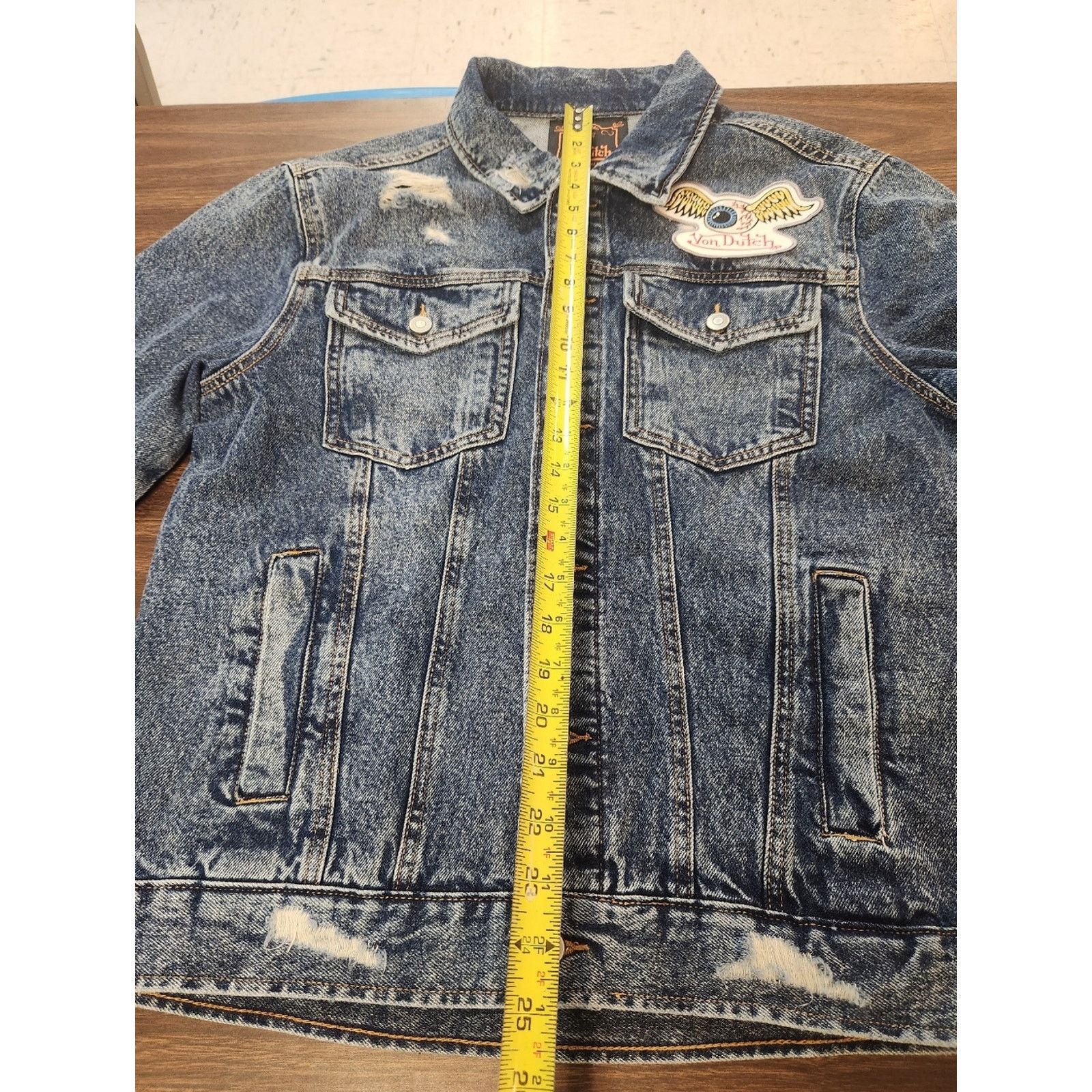 Von Dutch New Von Dutch Denim Jacket Mens Wings Eye Patch Button Up Size US M / EU 48-50 / 2 - 8 Thumbnail