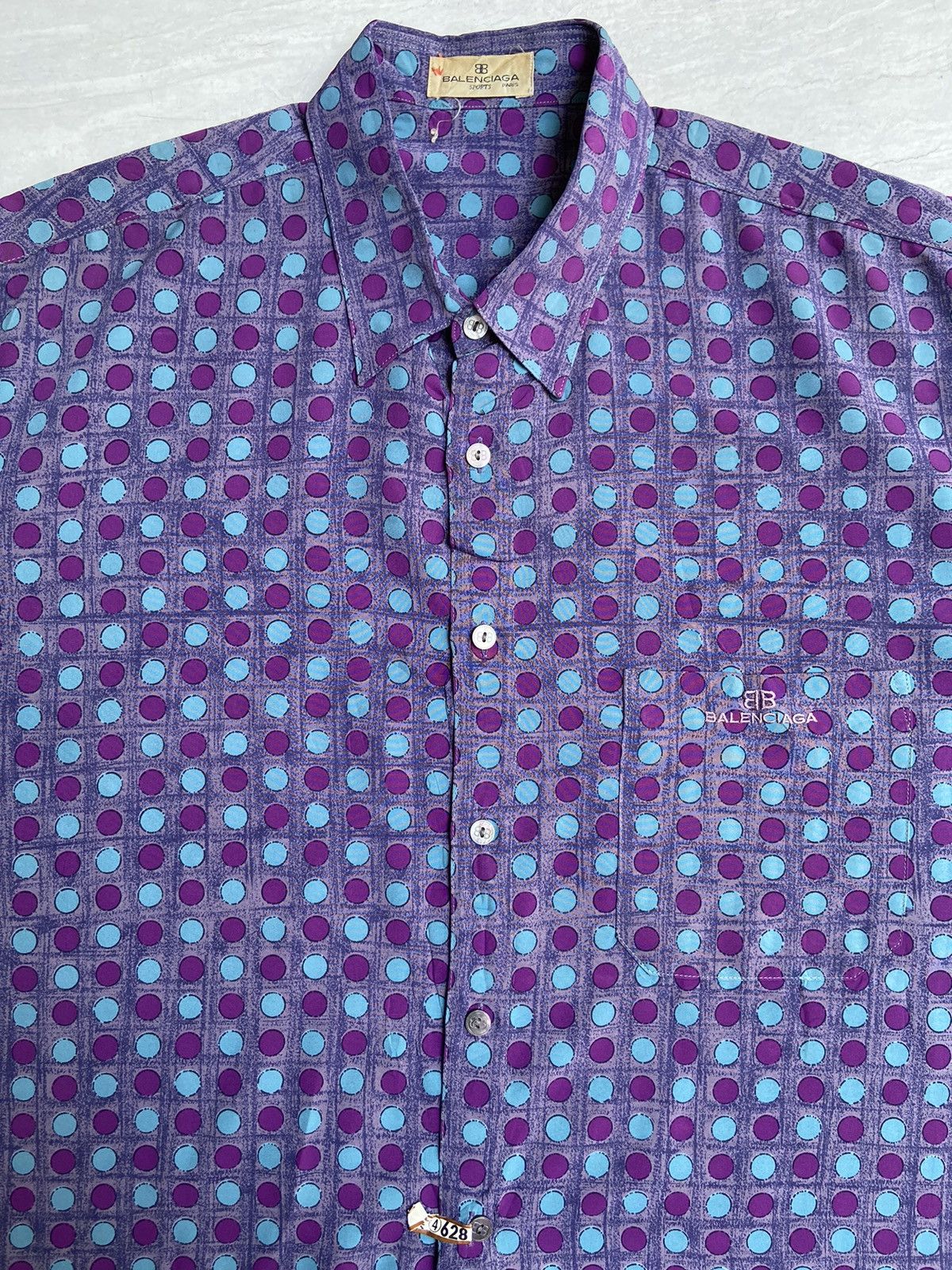 Balenciaga BALENCIAGA Purple Polkadot Patterned Shirt Size US L / EU 52-54 / 3 - 9 Thumbnail
