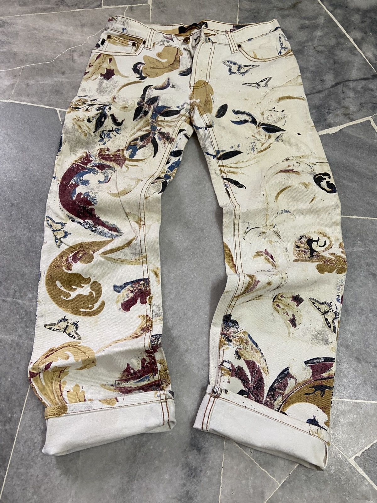 Just Cavalli Juat Cavali Floral Print Flared denim jeans Size US 32 / EU 48 - 1 Thumbnail