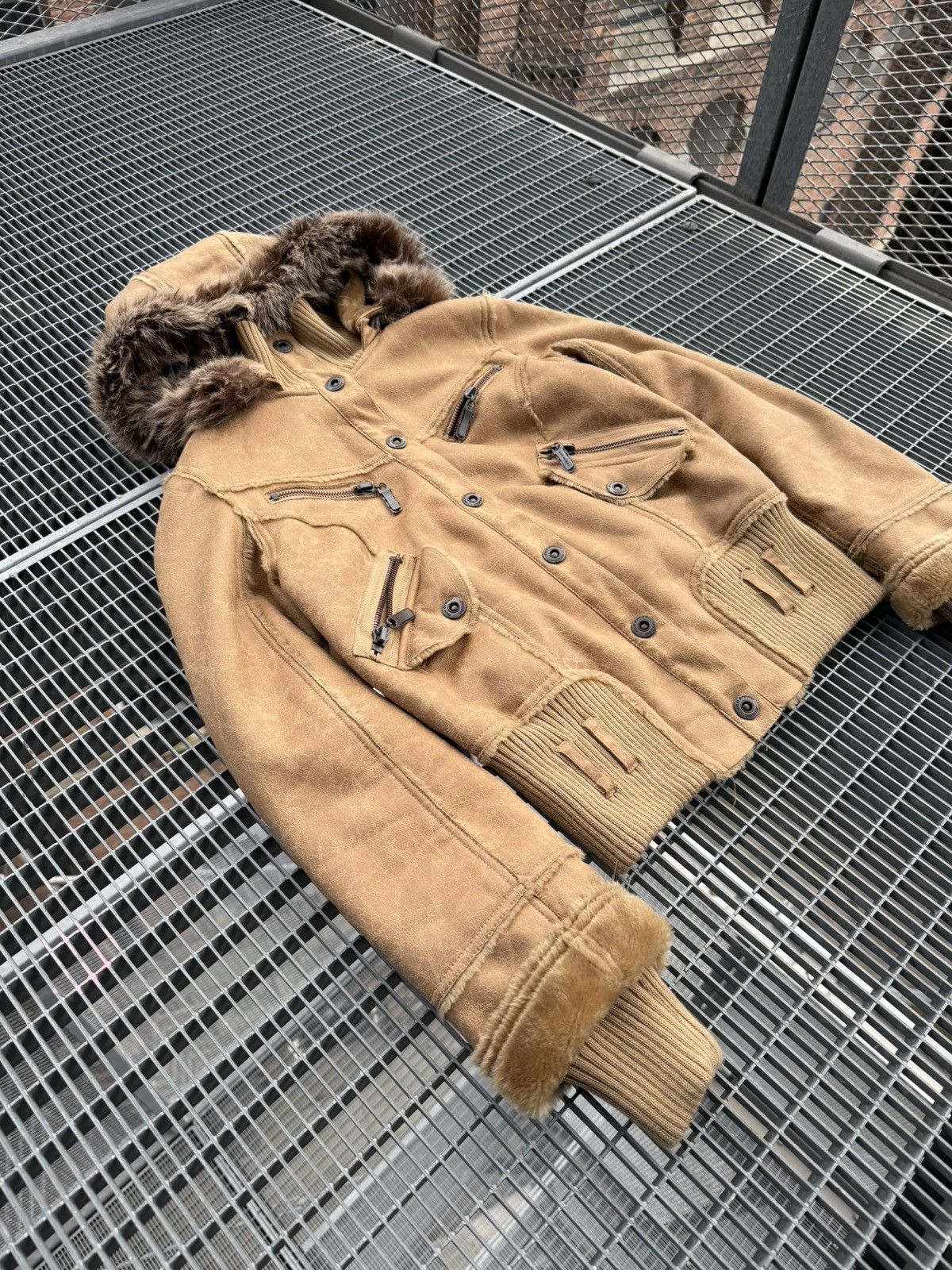 Vintage Suede Leather Multizip Fur Streetwear Insulated Jacket Size M / US 6-8 / IT 42-44 - 4 Thumbnail
