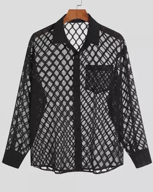 Other Black Mesh Collared Shirt Size Small Size US S / EU 44-46 / 1 - 1 Thumbnail