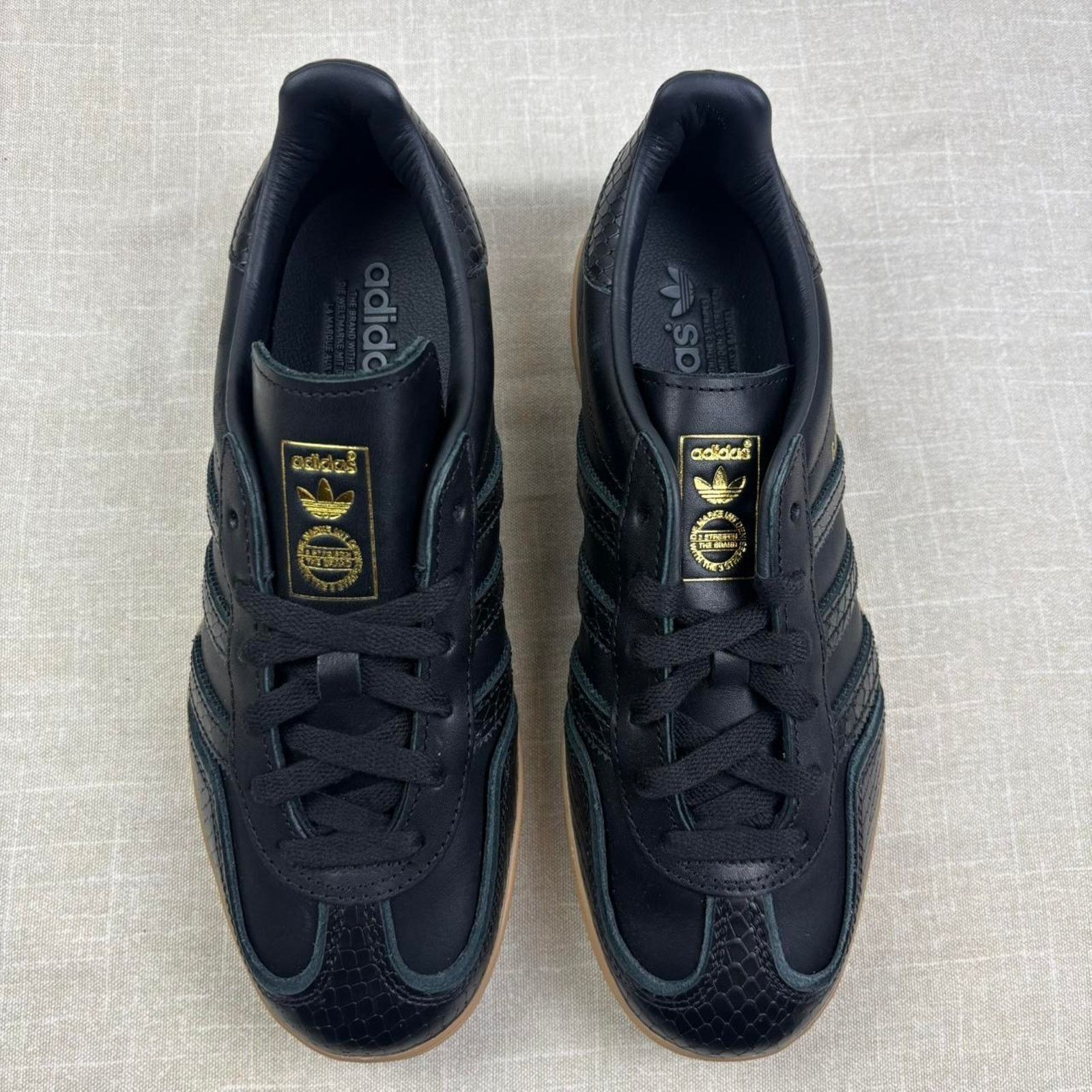Adidas 🐍 Adidas Gazelle Indoor “Core Black Snakeskin” 8W Size US 8 / IT 38 - 3 Thumbnail
