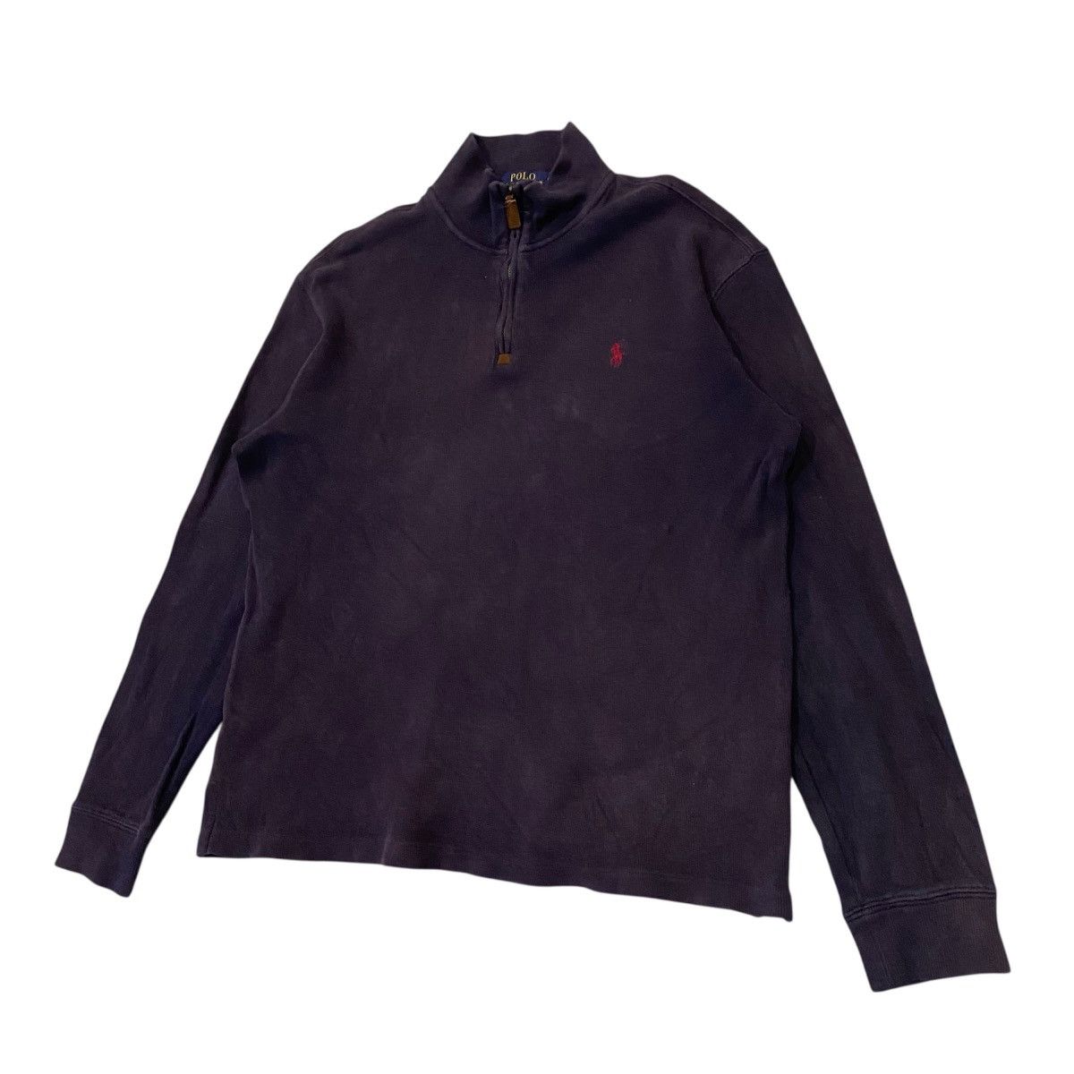 Polo Ralph Lauren Vintage Polo Ralph Lauren Navy Quarter-Zip Pullover Size US M / EU 48-50 / 2 - 2 Thumbnail