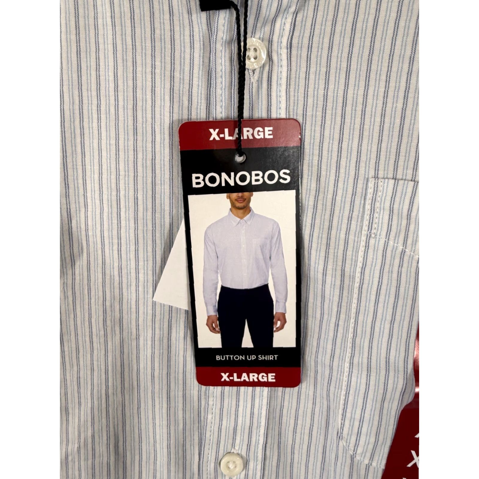 Bonobos Bonobos Shirt Mens XL Light Blue Pinstriped Stretch Long Sleeve Button-Up NWT Size US XL / EU 56 / 4 - 6 Thumbnail