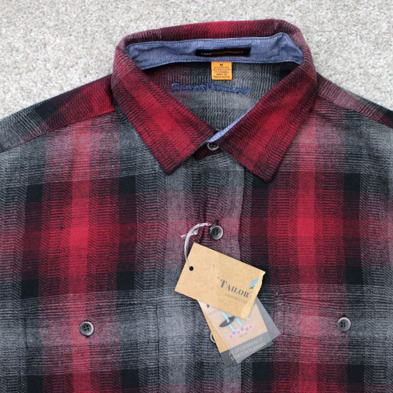 Vintage Tailor Vintage Button-Up Shirt Mens Medium Red/Black Plaid Cotton Lightweight L/S NWT Casual Workwear Size US M / EU 48-50 / 2 - 4 Thumbnail