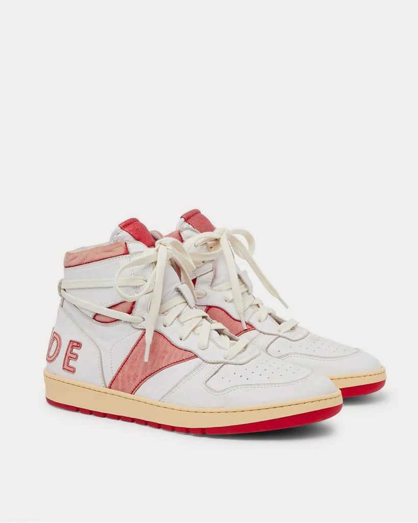 $750 Red BBall Rhecess Vintage Distressed Hi Sneaker Leather