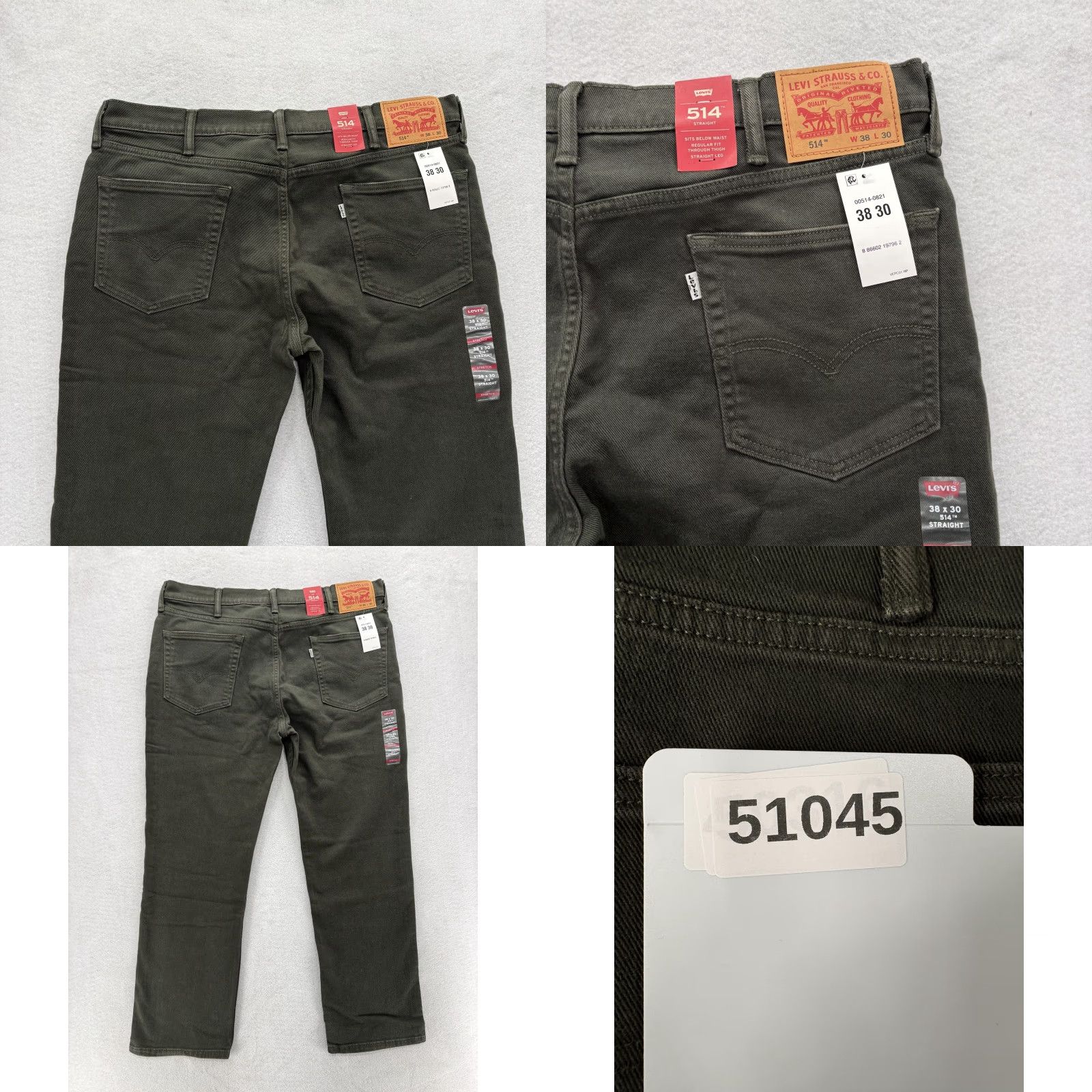 Levi's Levis 514 Jeans Mens 38x30 Regular Dark Wash Green Denim Straight Stretch Pants Regular Waist Denim Size US 38 / EU 54 - 9 Thumbnail