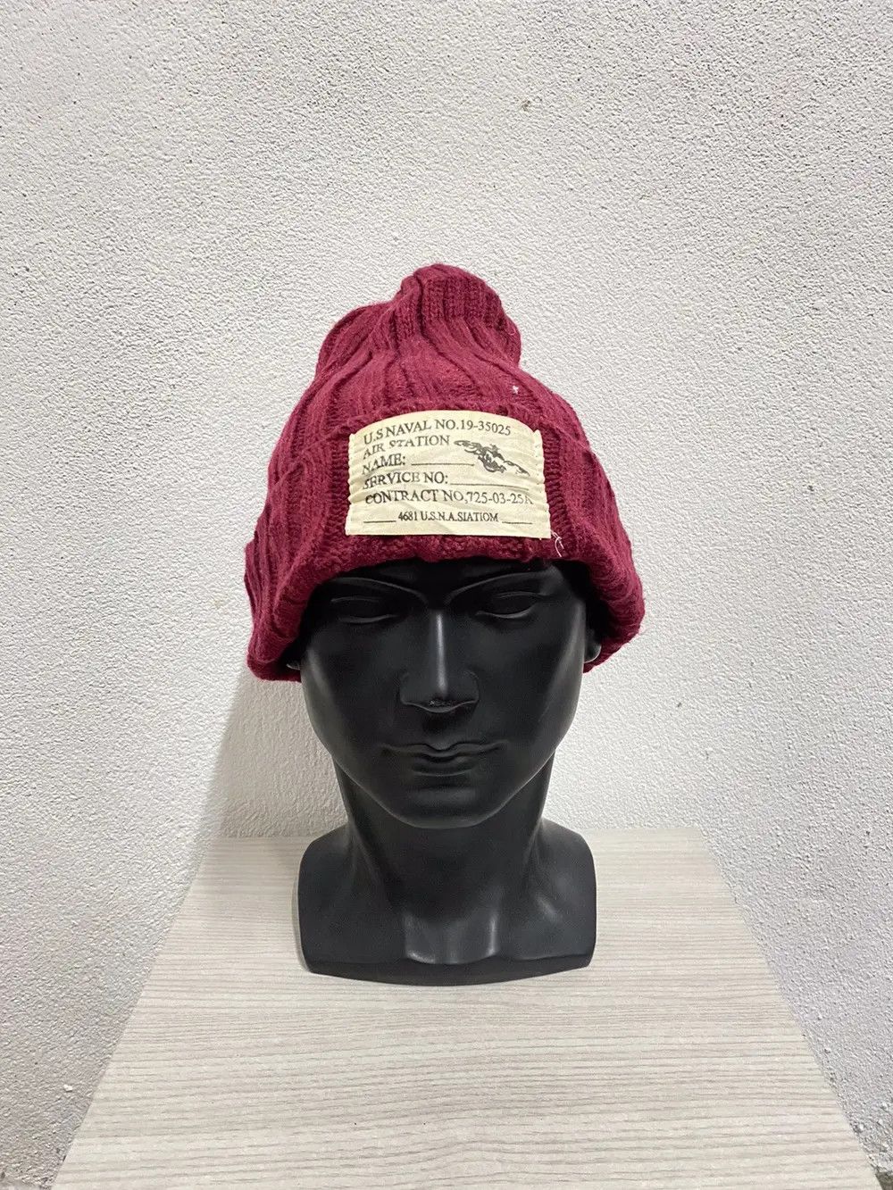 Vintage Us Naval Knit Beanie Hat Size ONE SIZE - 2 Thumbnail