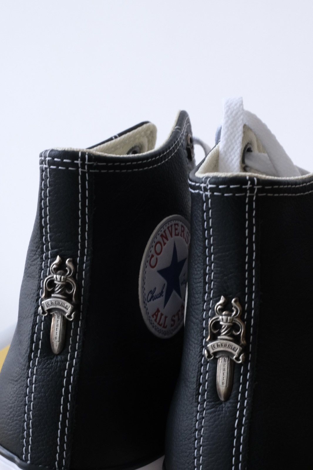 Chrome Hearts Converse Silver Sword Leather High-Top Sneaker