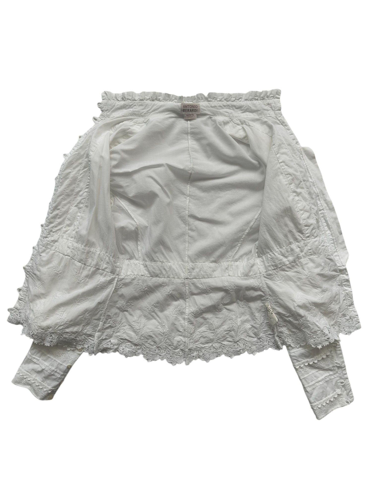 Antonio Berardi Antonio Berardi White Cotton Lace Blouse Size XS / US 0-2 / IT 36-38 - 3 Thumbnail