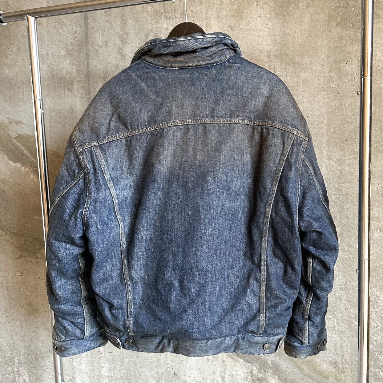 Balenciaga SAMPLE Oxidized Padded Japanese Denim Jacket Size US M / EU 48-50 / 2 - 2 Thumbnail