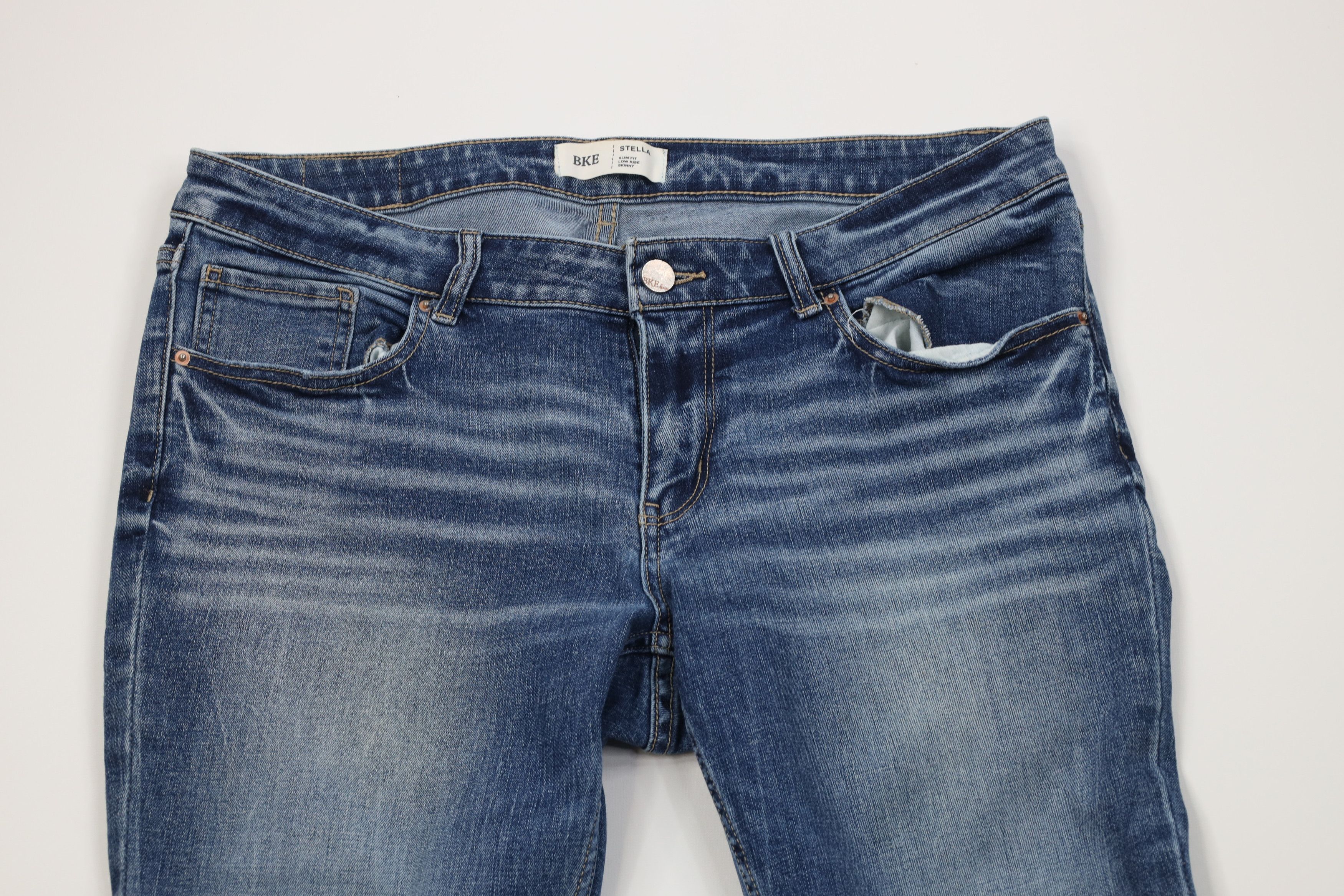 Vintage Buckle BKE Stella Slim Fit Low Rise Skinny Leg Jeans Blue Size 33" - 2 Thumbnail