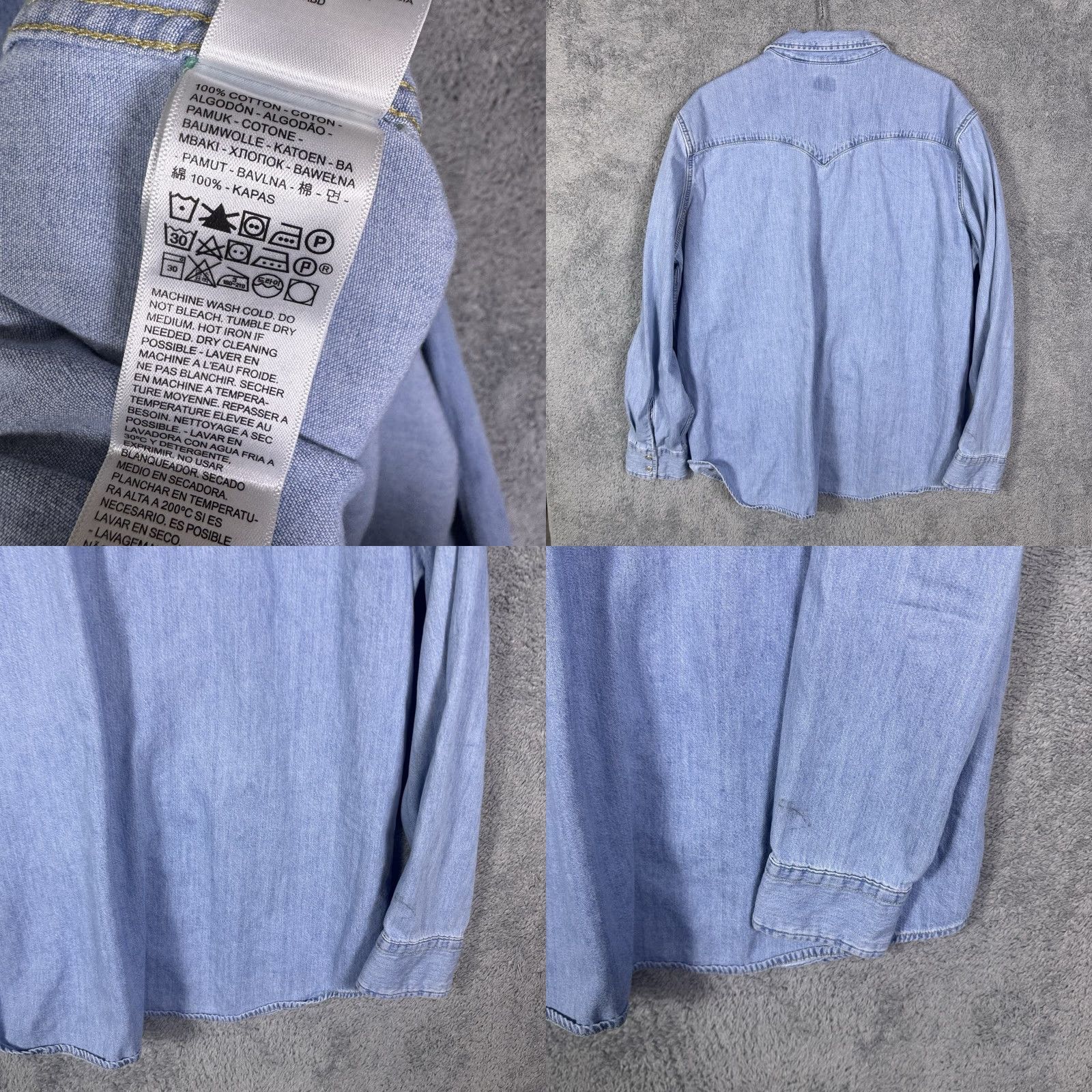 Levi's VINTAGE Levi's Denim Pearl Snap Shirt Men XL Lightwash Western 90s Grunge Cowboy Western Mens XL Blue Denim Pearl Snap Shirt Size US XL / EU 56 / 4 - 8 Thumbnail