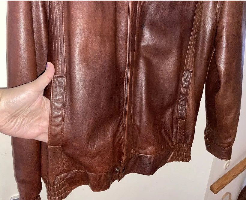The Unbranded Brand 80s Brown leather bomber jacket L Made In England RARE Size US L / EU 52-54 / 3 - 6 Thumbnail