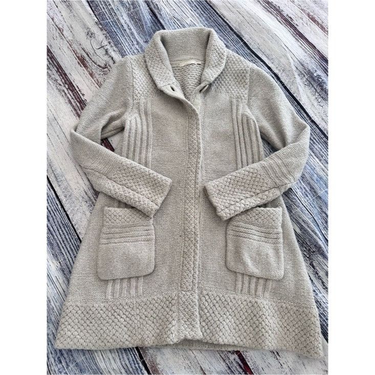 Prana Prana Light Gray Knit Wool Blend Long Cardigan Size S / US 4 / IT 40 - 2 Thumbnail