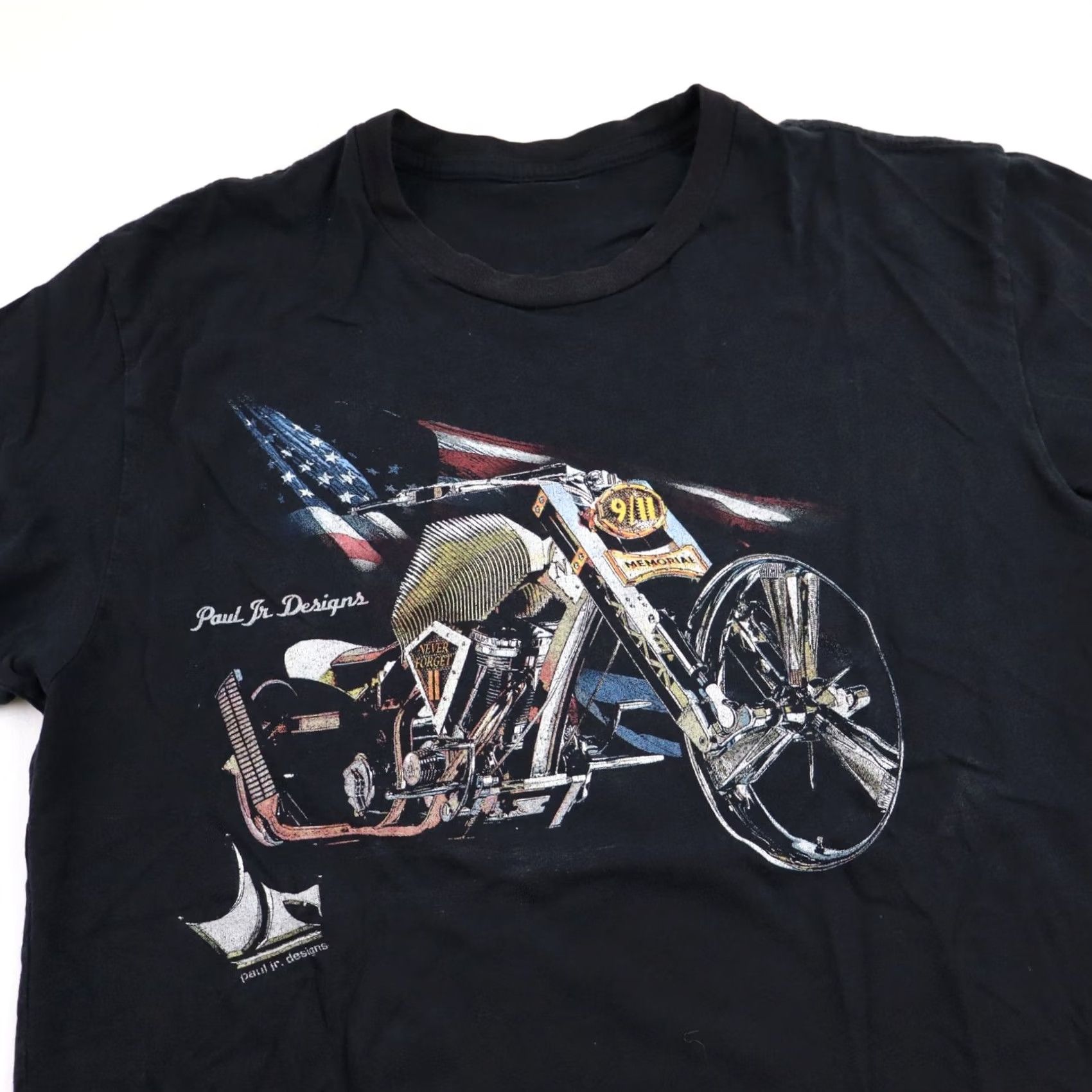 Gildan VINTAGE Paul Jr. Designs 911 Memorial Chopper Tee Mens S T-Shirt Black American Motorcycle 90s Harley-Davidson USA Made Choppers Vintage USA Mens S Size US S / EU 44-46 / 1 - 4 Thumbnail