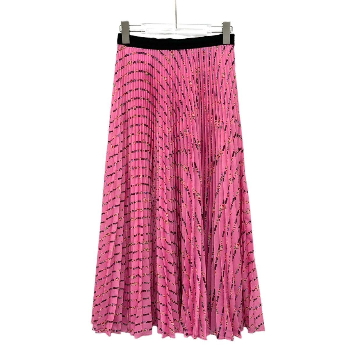 Miu Miu Miu Miu Pink Logo Letter Pop-up Full Print Pleated Skirt Size 26" / US 2 / IT 38 - 1 Thumbnail