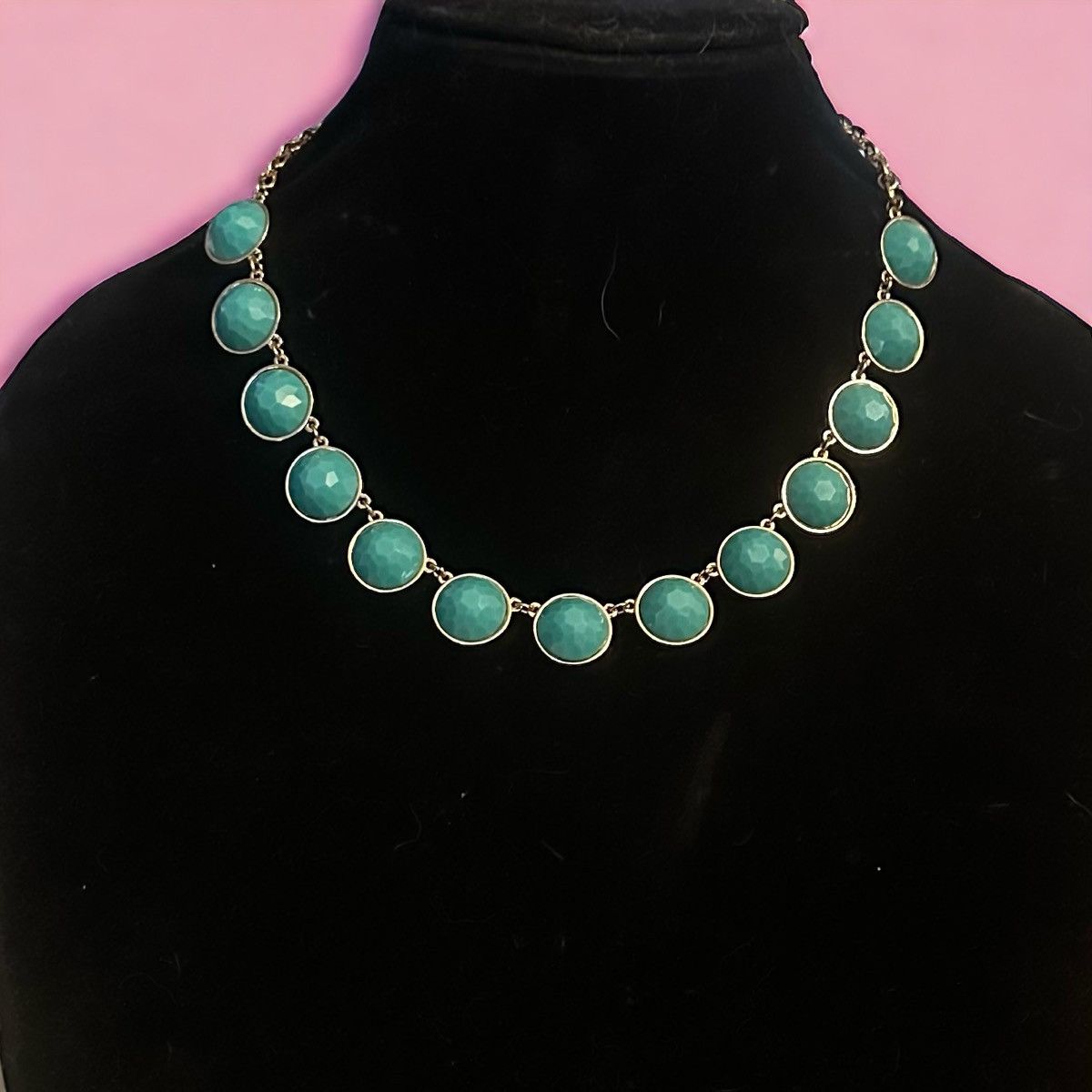 Other Gold tone turquoise link collar necklace Size ONE SIZE - 1 Thumbnail