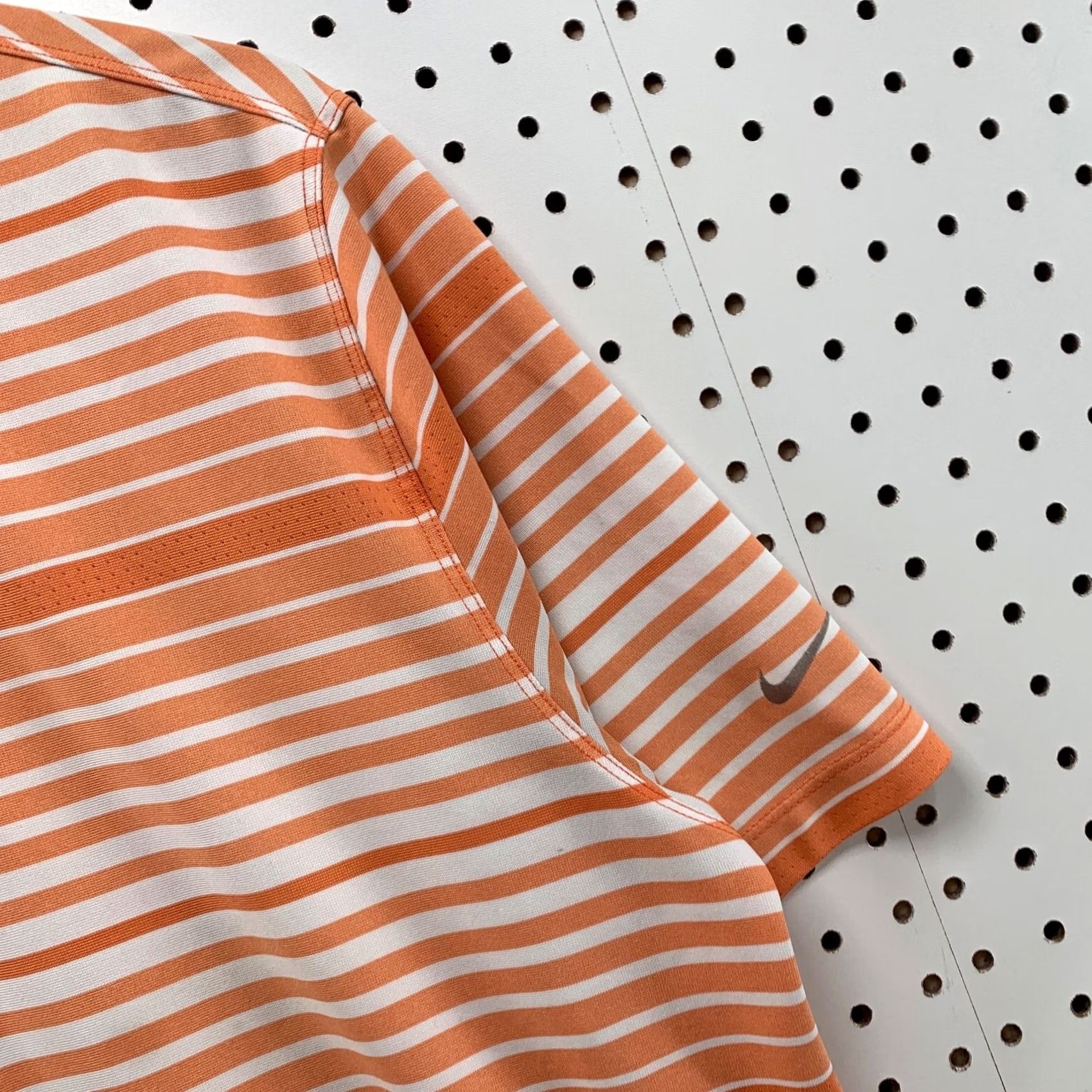 Nike Nike Golf Tour Performance Polo Shirt Mens Large Orange White Striped Short Sleeve Polo Size US L / EU 52-54 / 3 - 4 Thumbnail