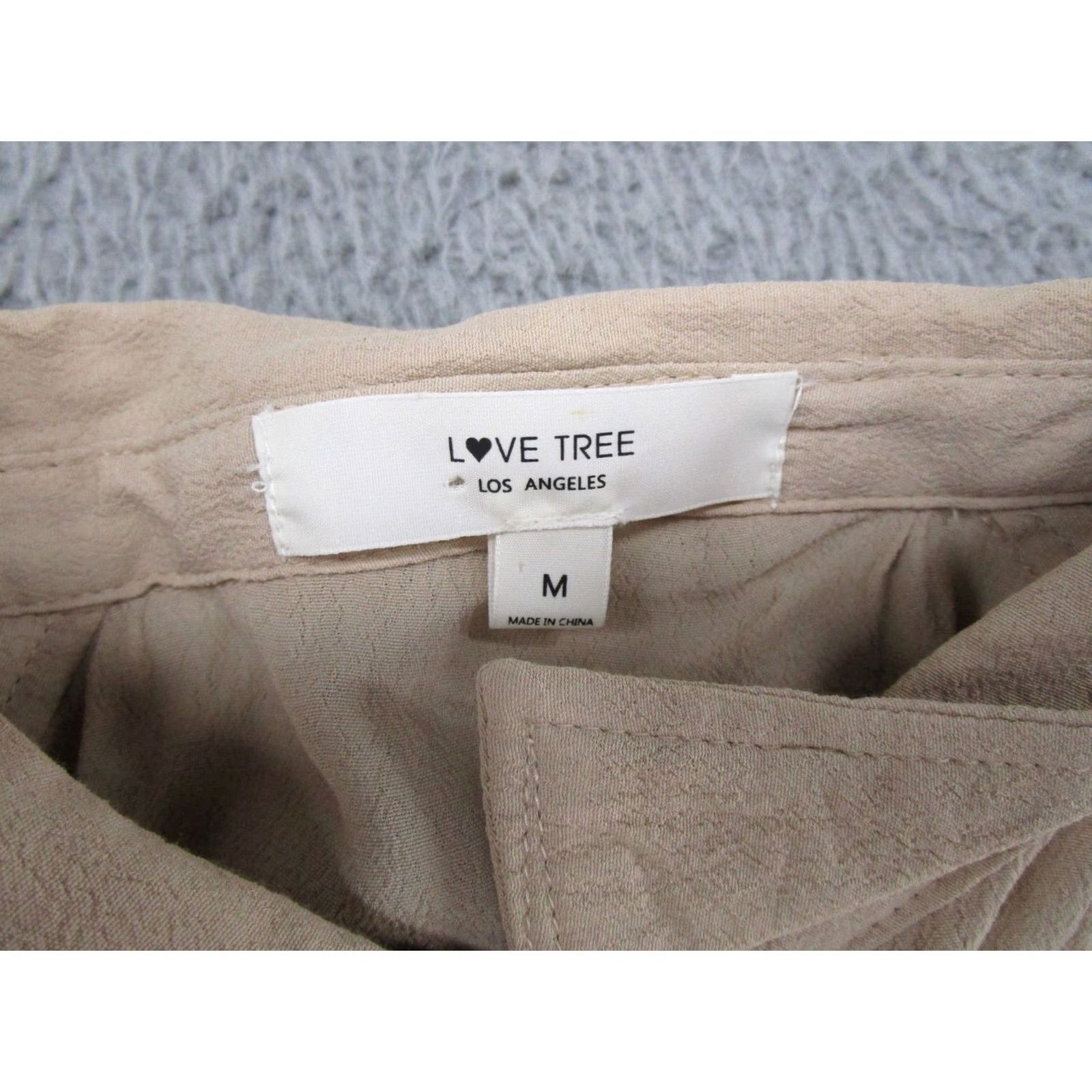 Vintage Love Tree Dress Belted Short Sleeve Shirt Beige M Womens Knee Length Rayon Buttoned Collared 1/4 Sleeve Vintage:No Size 32" / US 10 / IT 46 - 2 Thumbnail