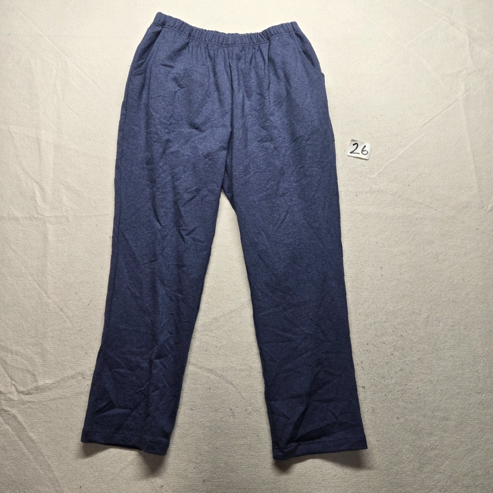 Vintage L.L. Bean Pants Solid Blue Straight Leg Pull On Pockets Lounge Cotton L Large Womens Size 36" / US 14 / IT 50 - 2 Thumbnail