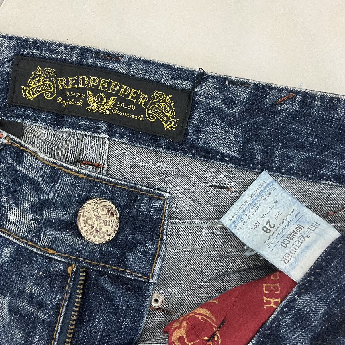 Hysteric Glamour FLARE JEANS RED PEPPER EMBROIDERY DENIM BOOT CUT PANTS Size 28" / US 6 / IT 42 - 14 Thumbnail